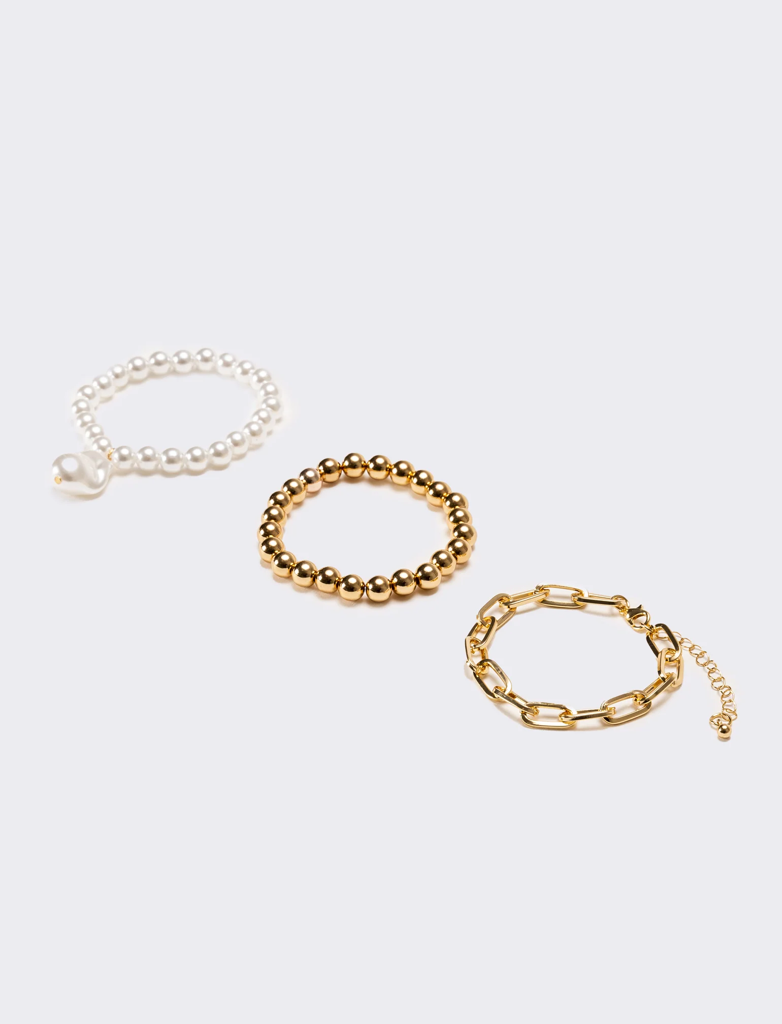 Bracciali donna 3 elastici con palline - Oro - Image 2