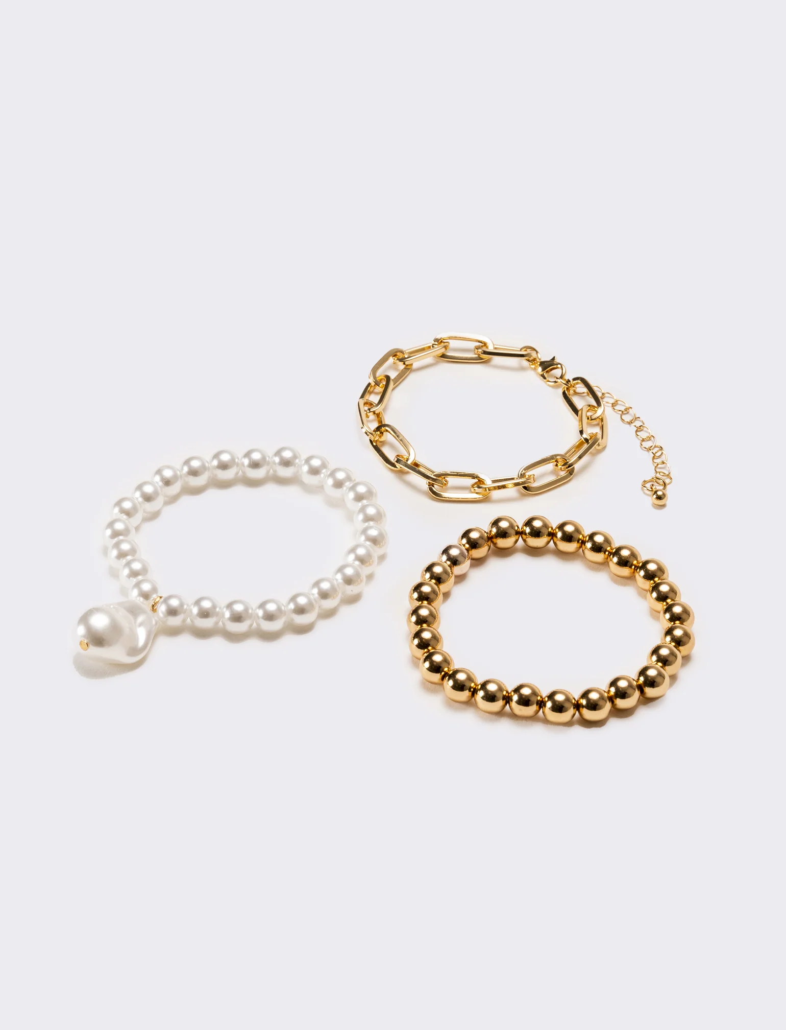 Bracciali donna 3 elastici con palline - Oro - Image 3