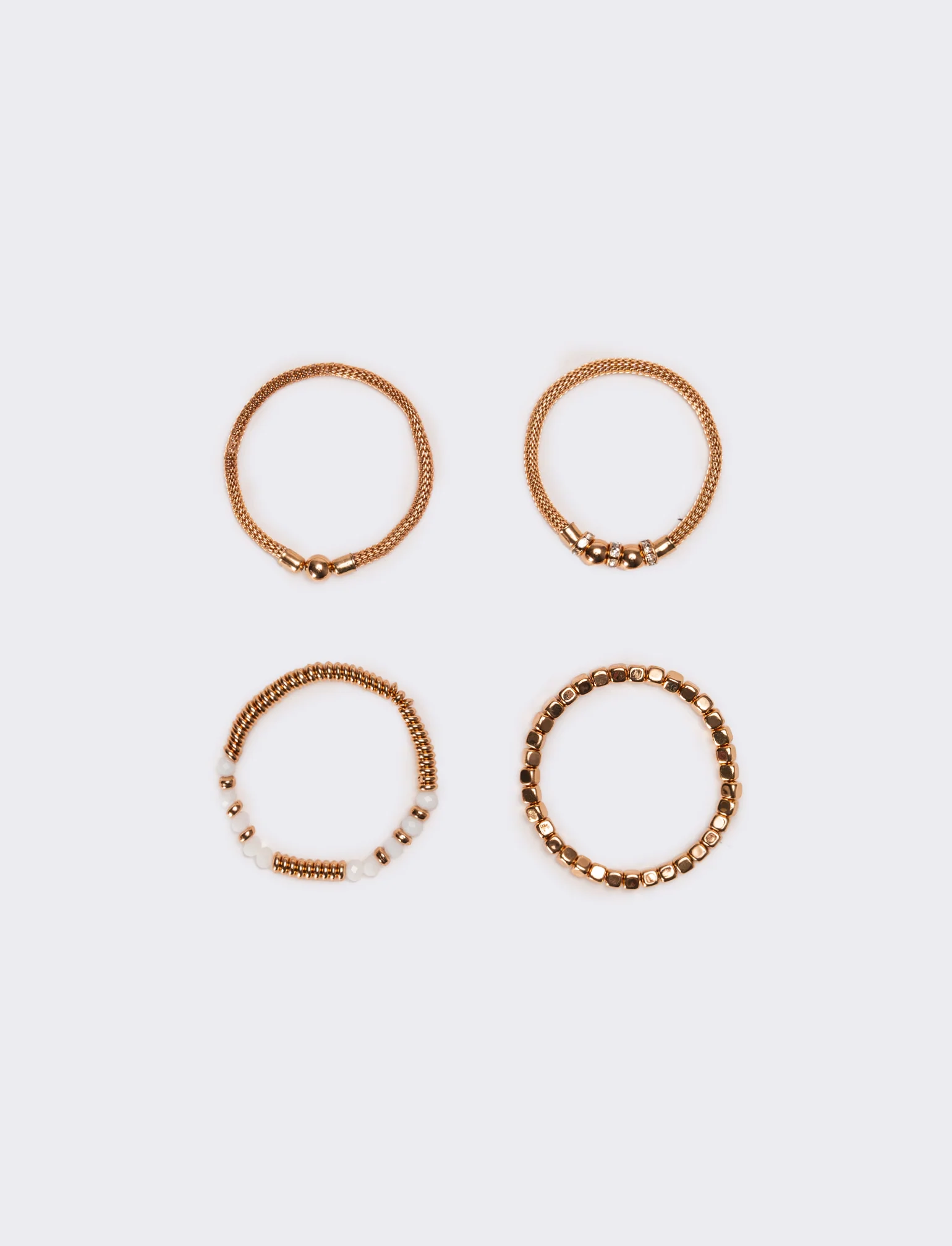 Bracciali donna 5 pezzi elastici con pietre e pepite - Rosa