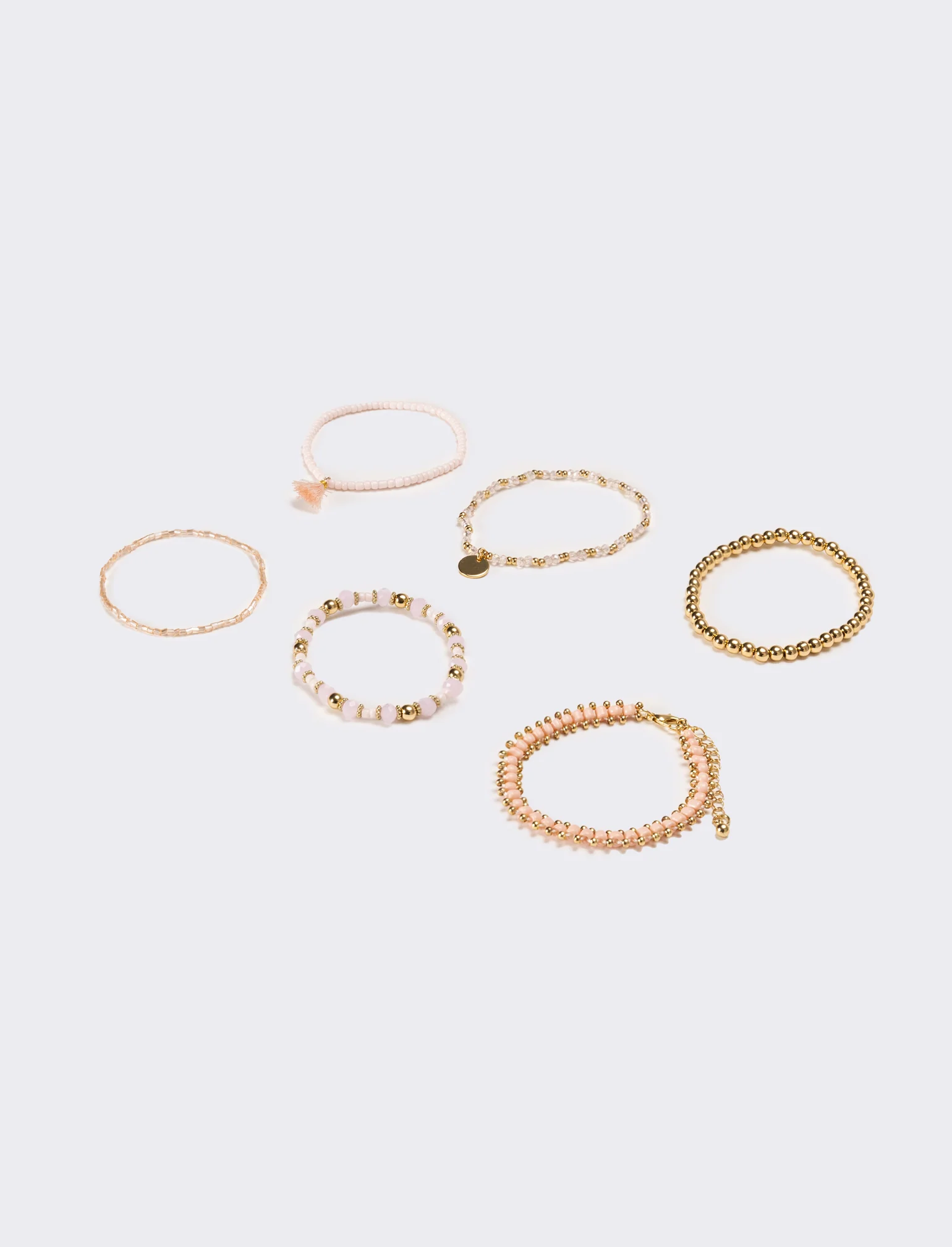 Bracciali donna 6 pezzi card con conteria - Rosa - Image 2