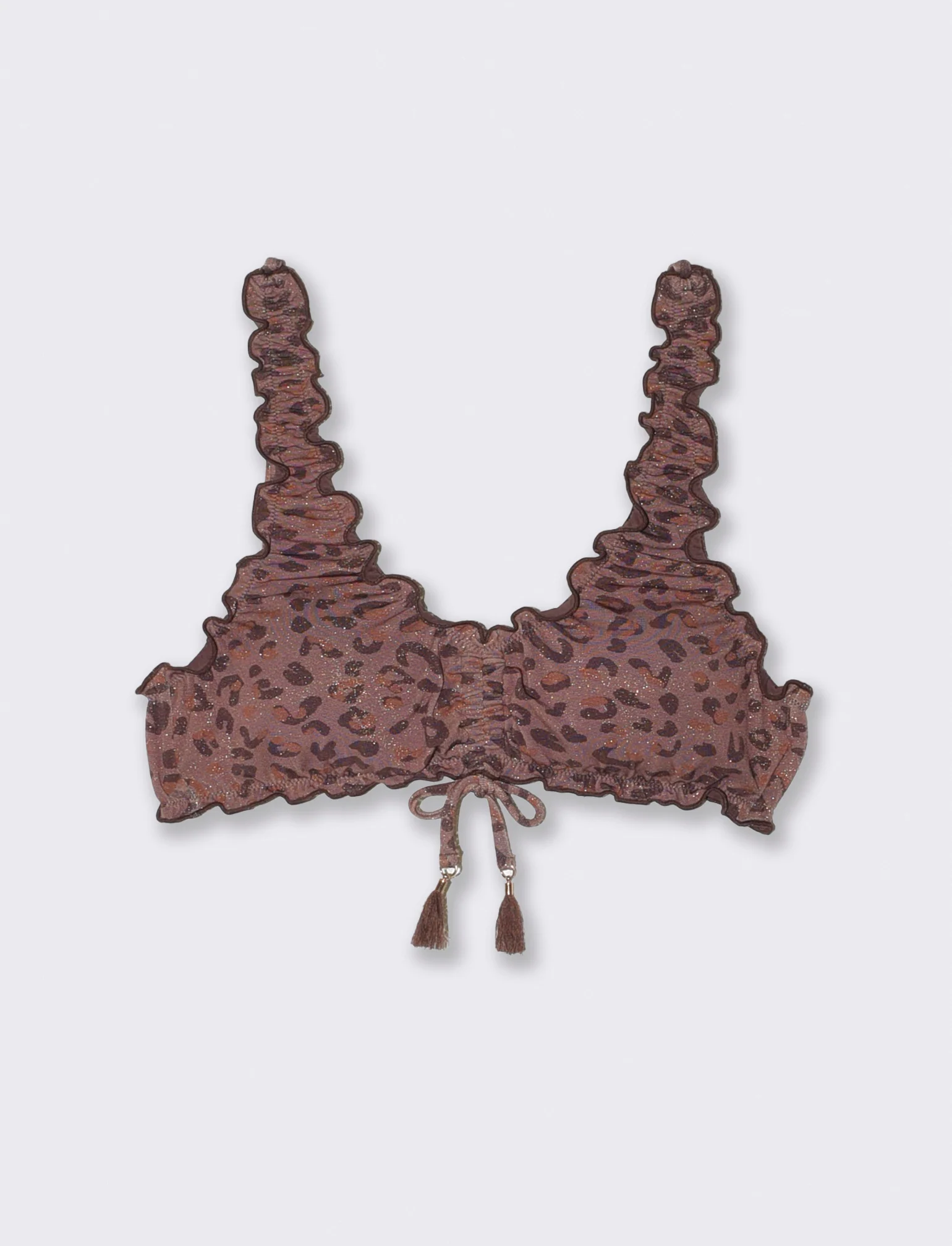 Brassiere mare lurex con bordi arricciati - Marrone - Image 3