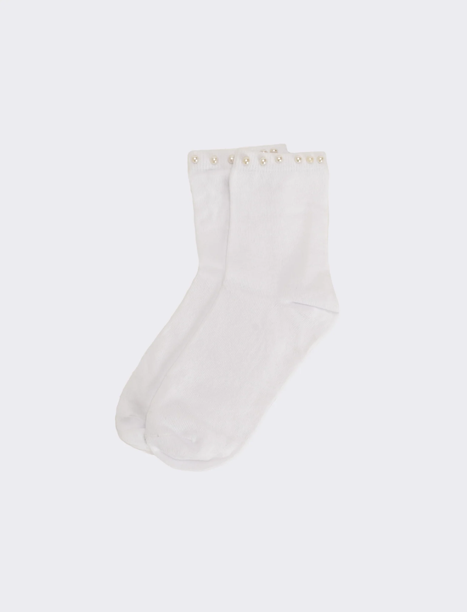 Calzino bambina con perle 1 paio - Bianco