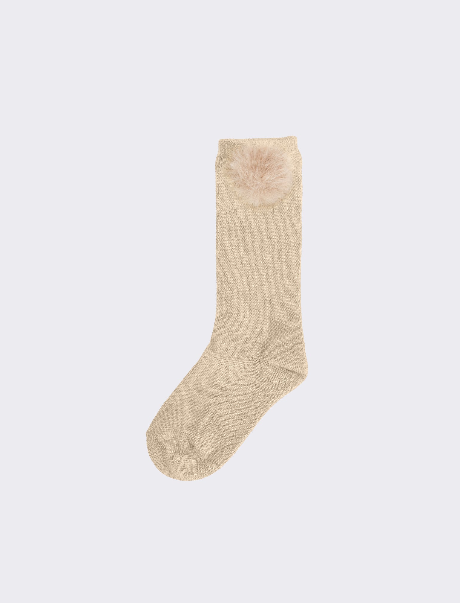Calzino bambina con pon pon 1 paio - Beige - Image 2