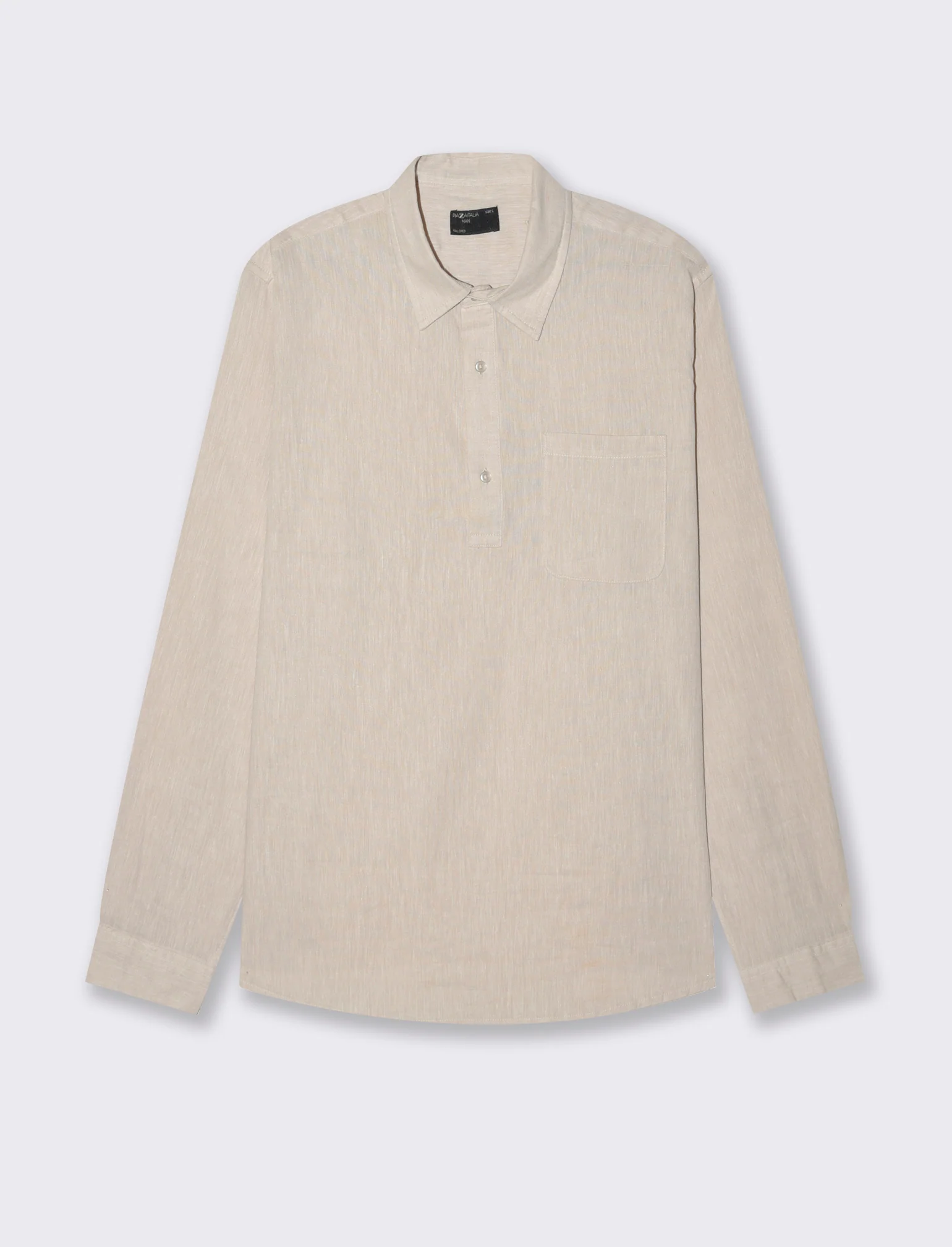 Camicia a casacca misto lino da uomo - Beige - Image 4