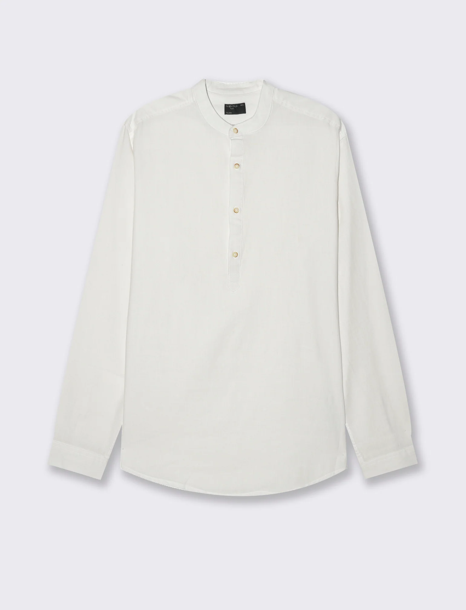 Camicia a casacca misto lino da uomo - Bianco - Image 4