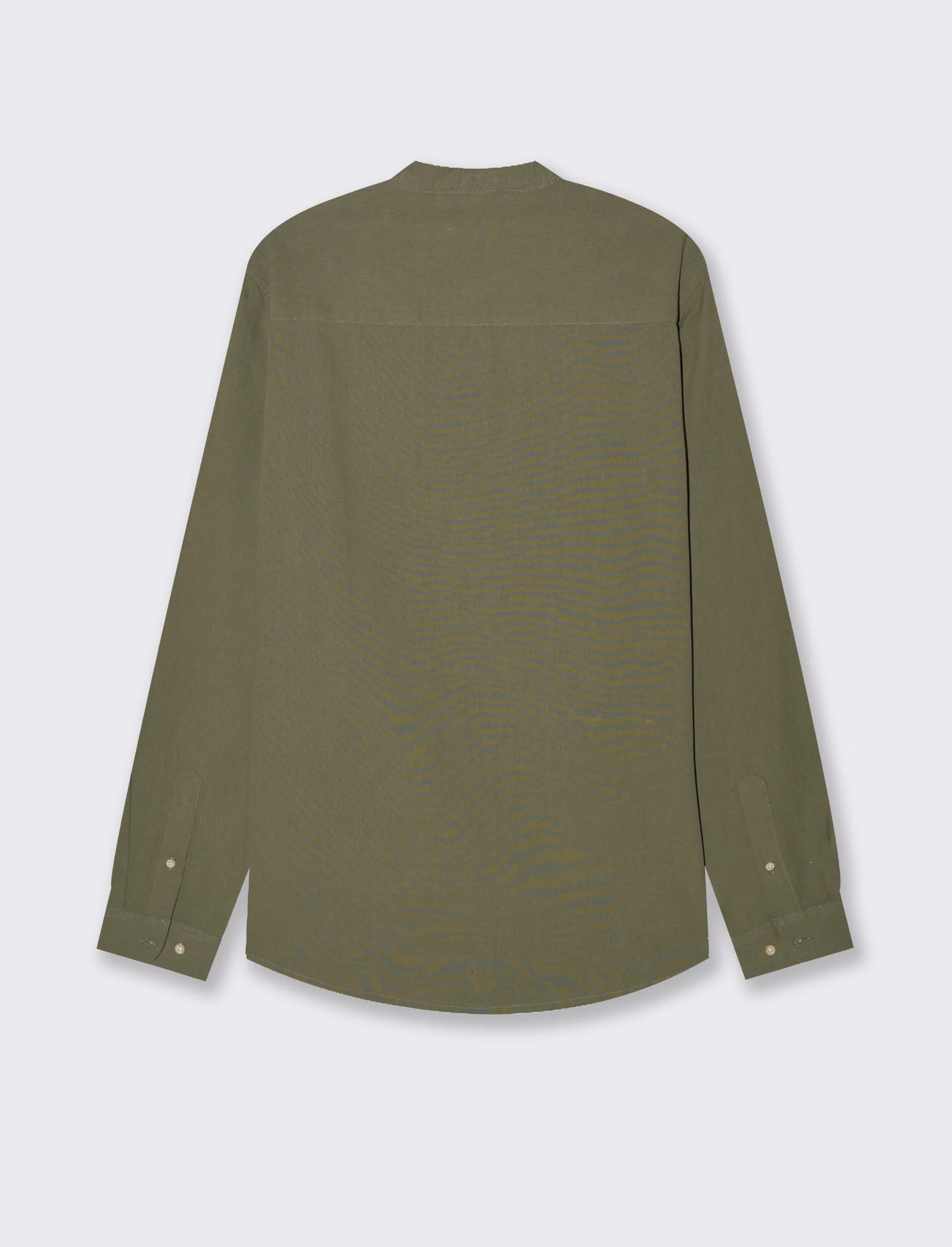 Camicia a casacca misto lino da uomo - Verde militare - Image 2