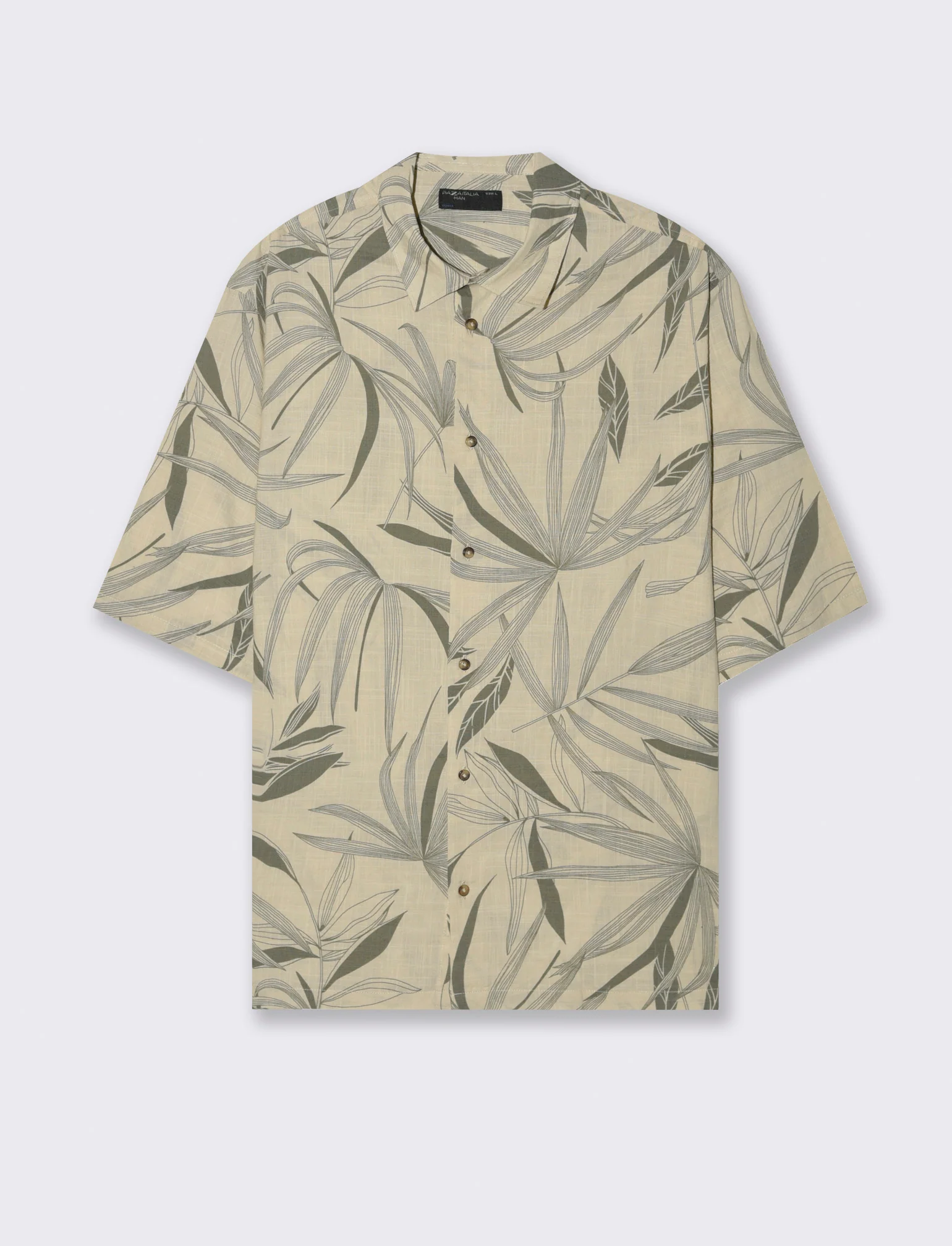 Camicia a fantasia in misto cotone slub da uomo - Beige