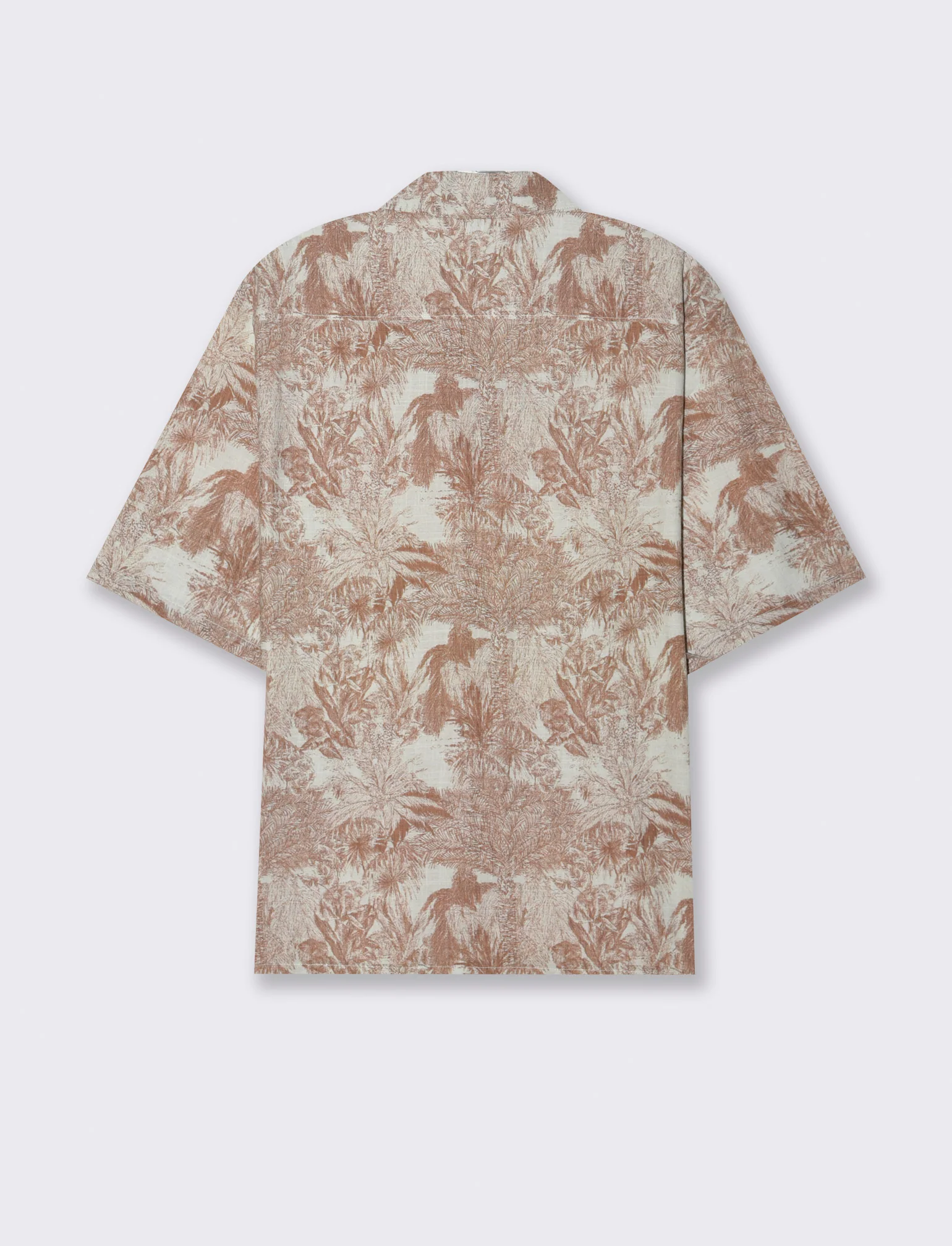 Camicia a fantasia in misto cotone slub da uomo - Beige - Image 2