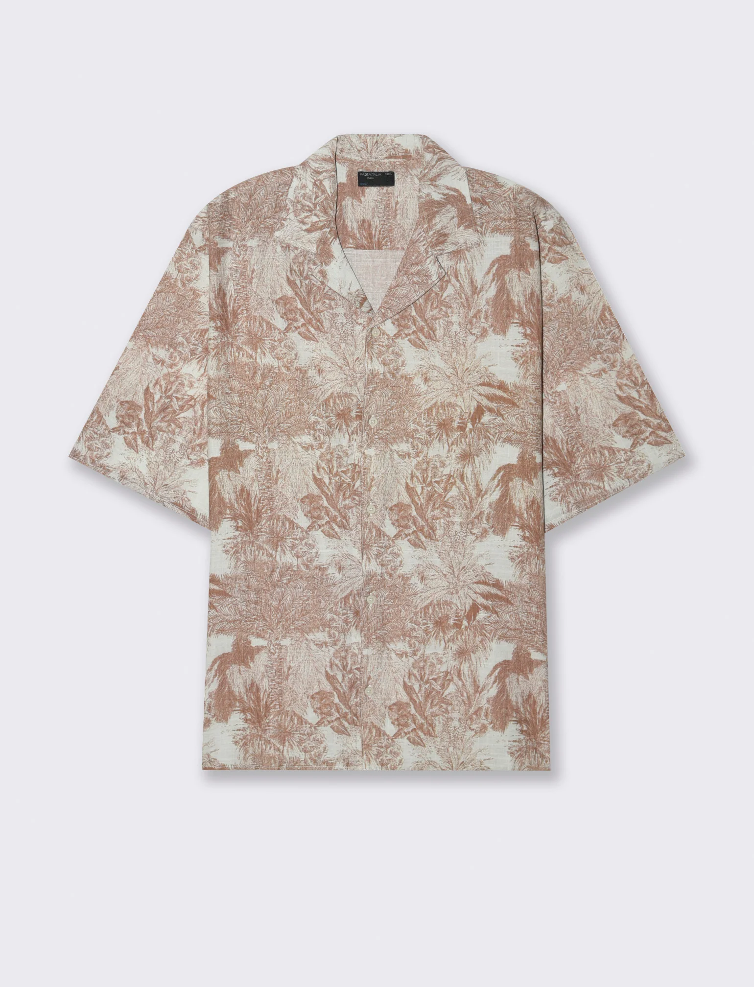Camicia a fantasia in misto cotone slub da uomo - Beige - Image 4