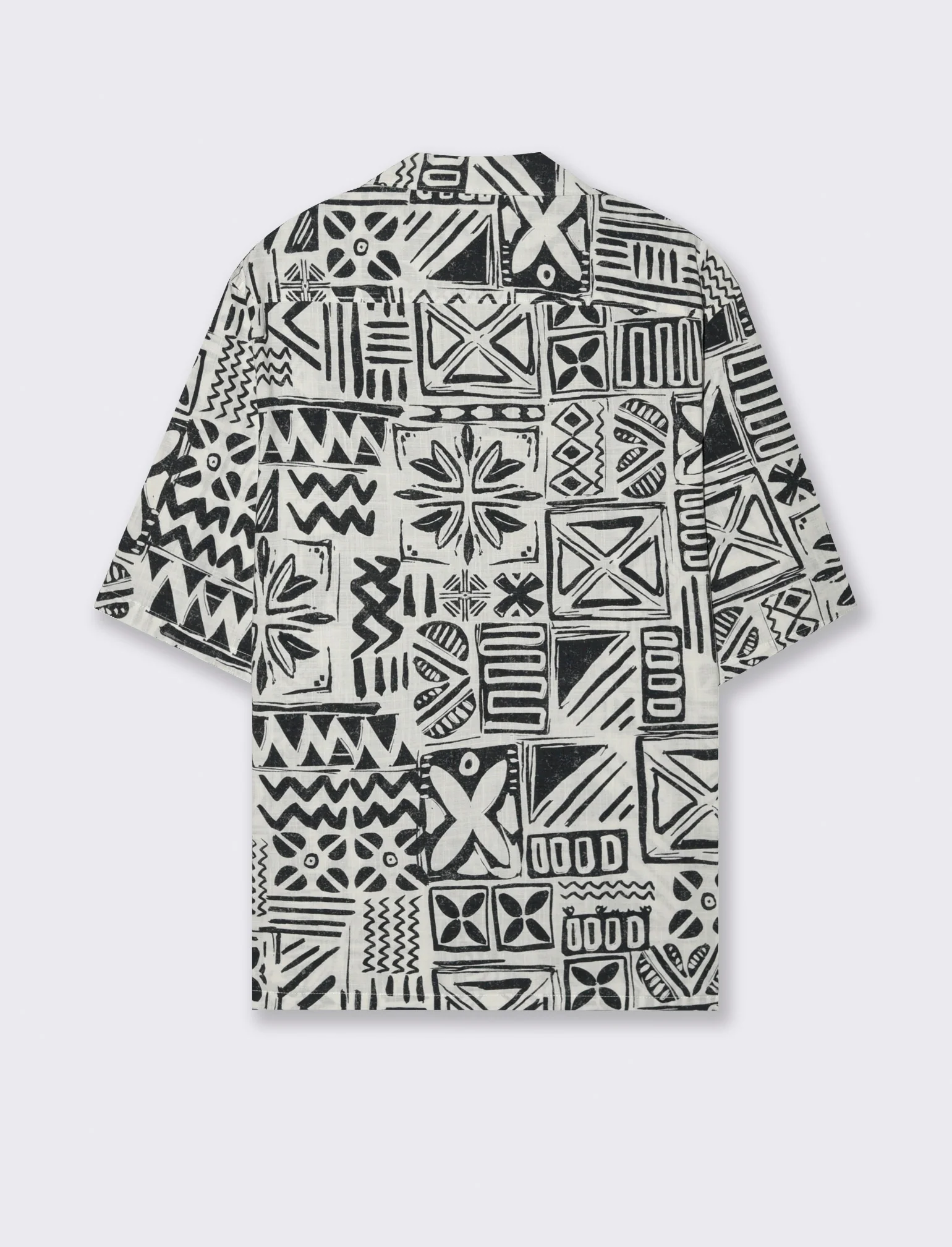Camicia a fantasia in misto cotone slub da uomo - Bianco - Image 2