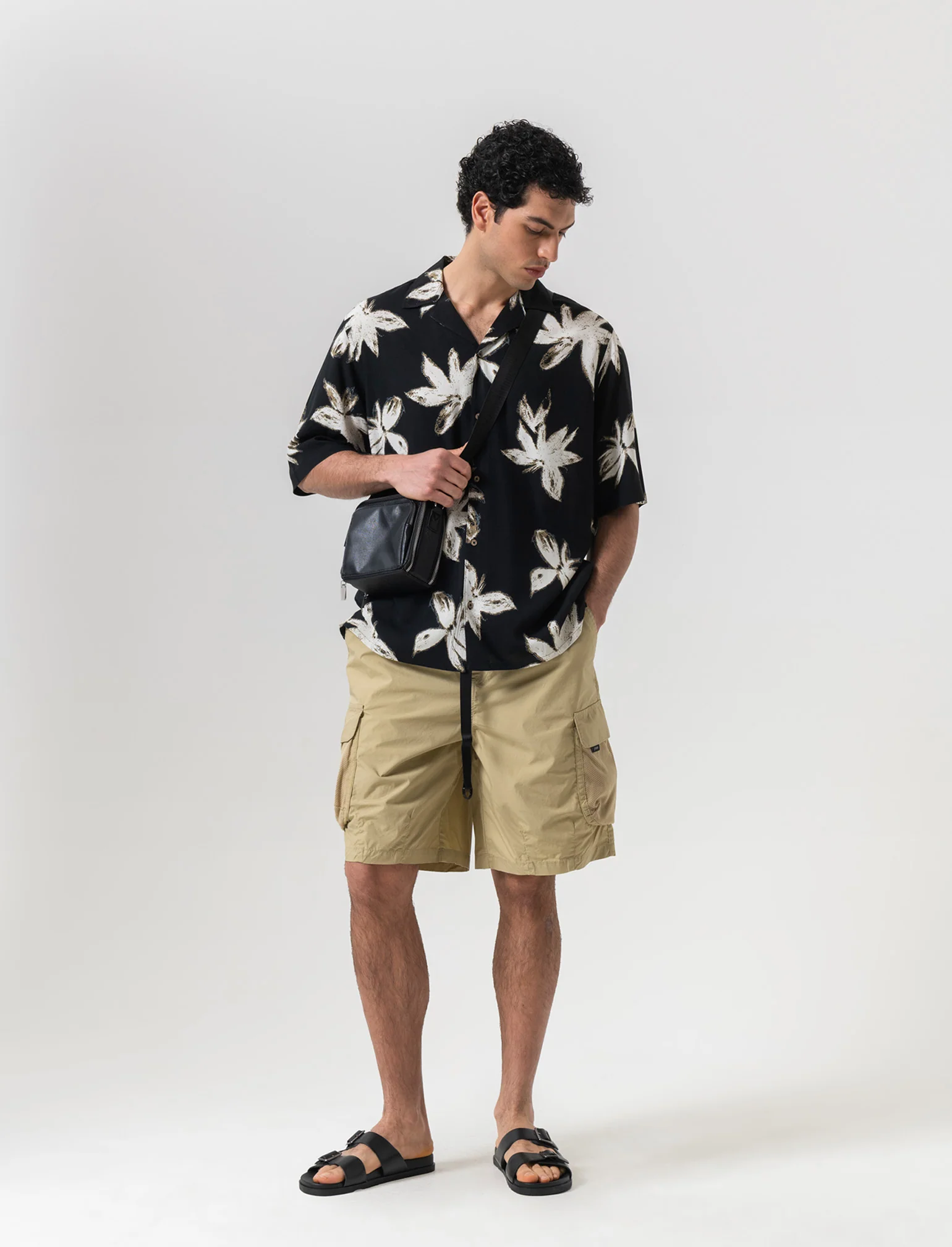Camicia a fantasia in viscosa da uomo - Beige ecru