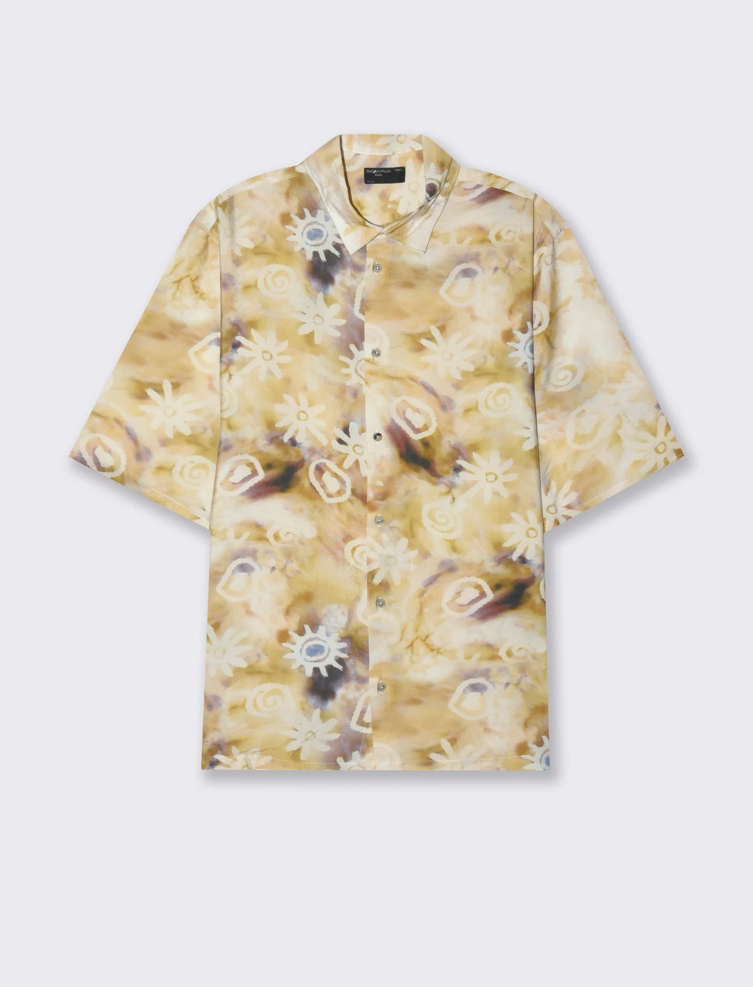 Camicia a fantasia in viscosa nylon da uomo - Beige - Image 4