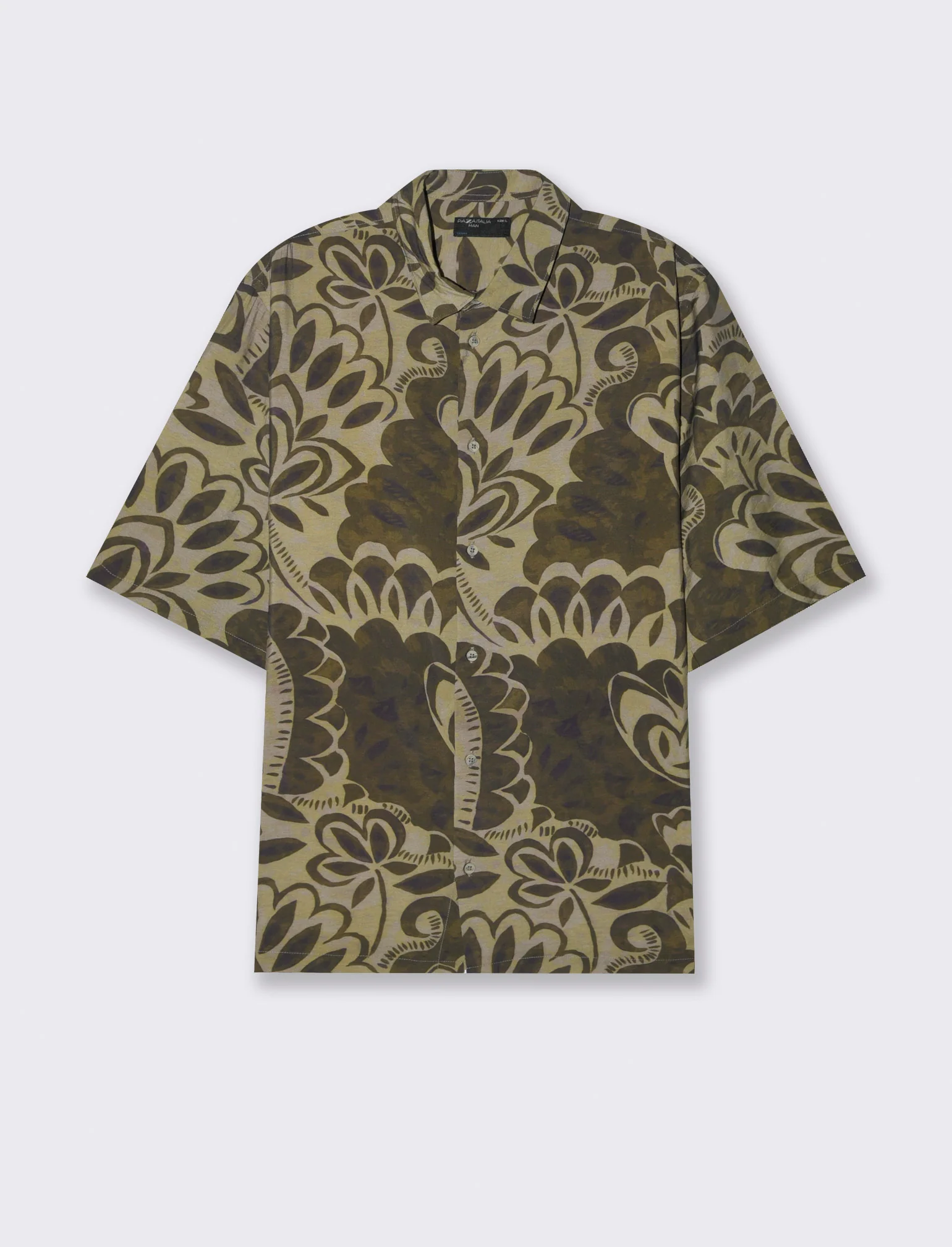 Camicia a fantasia in viscosa nylon da uomo - Moro - Image 4