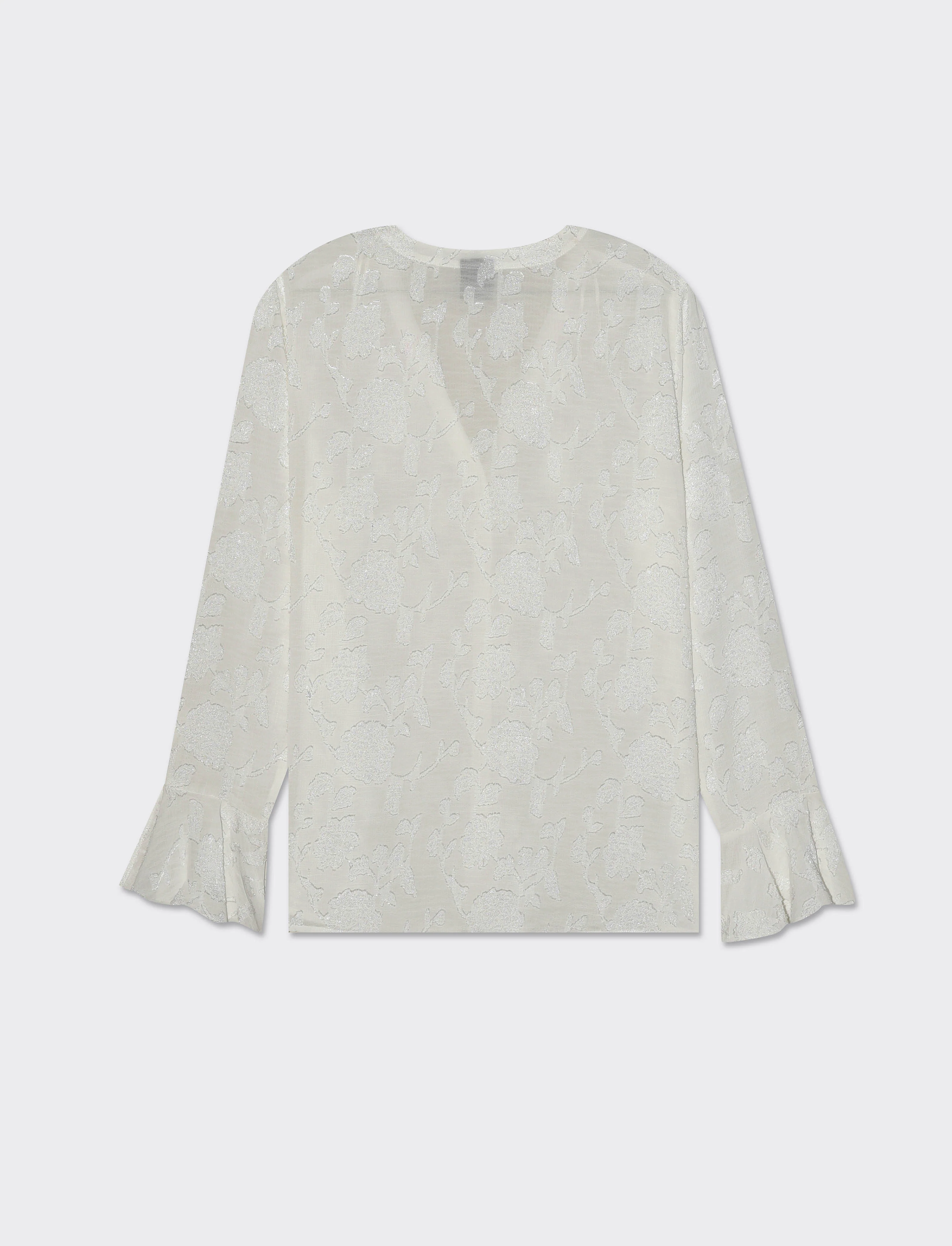 Camicia a manica lunga con scollo a V da donna - Bianco latte - Image 2