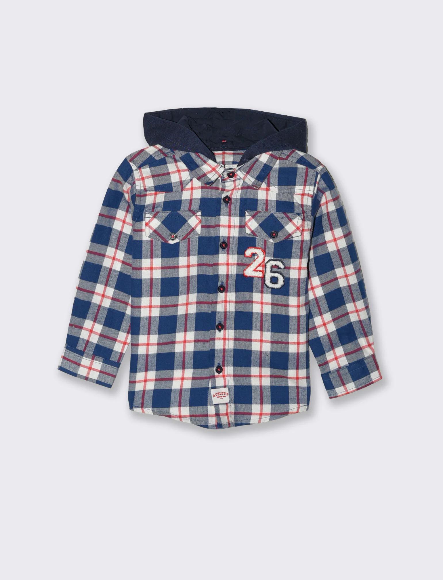 Camicia a quadri con cappuccio - Blu