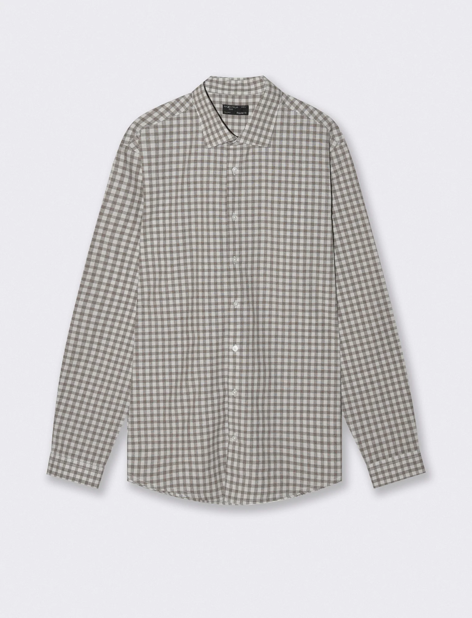 Camicia a quadri regular fit in cotone - Moro