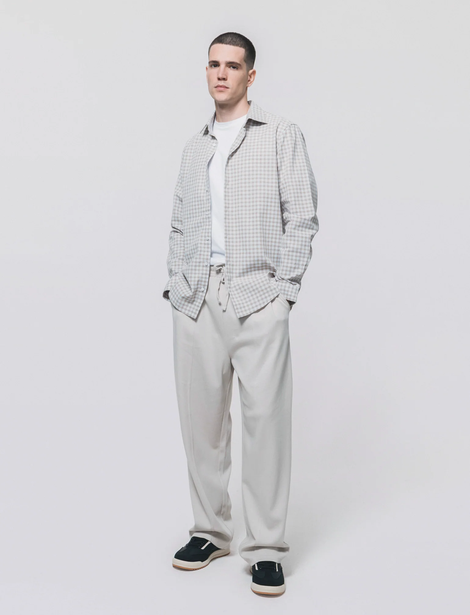 Camicia a quadri regular fit in cotone - Verde salvia - Image 4