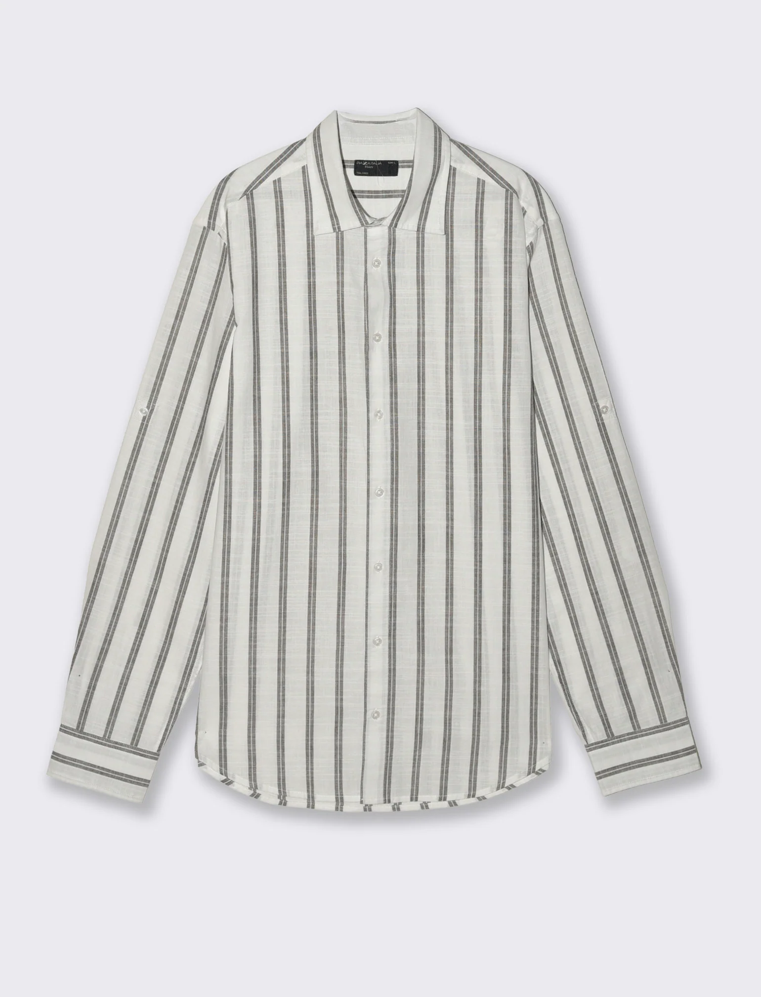 Camicia a righe con collo francese - Moro