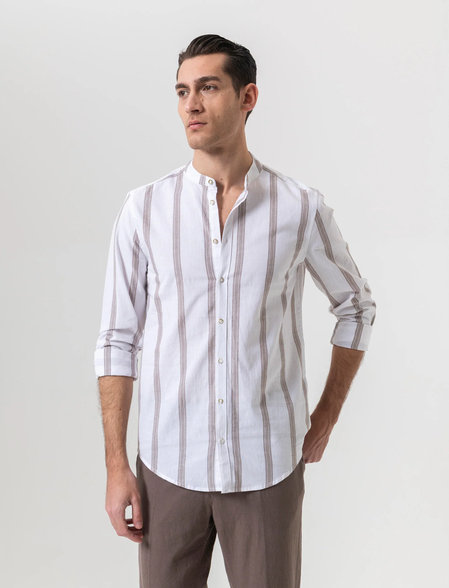 Camicia a righe da uomo - Bianco - Image 3