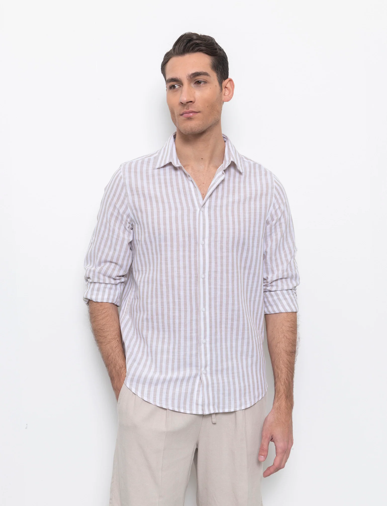 Camicia a righe da uomo - Verde salvia - Image 3