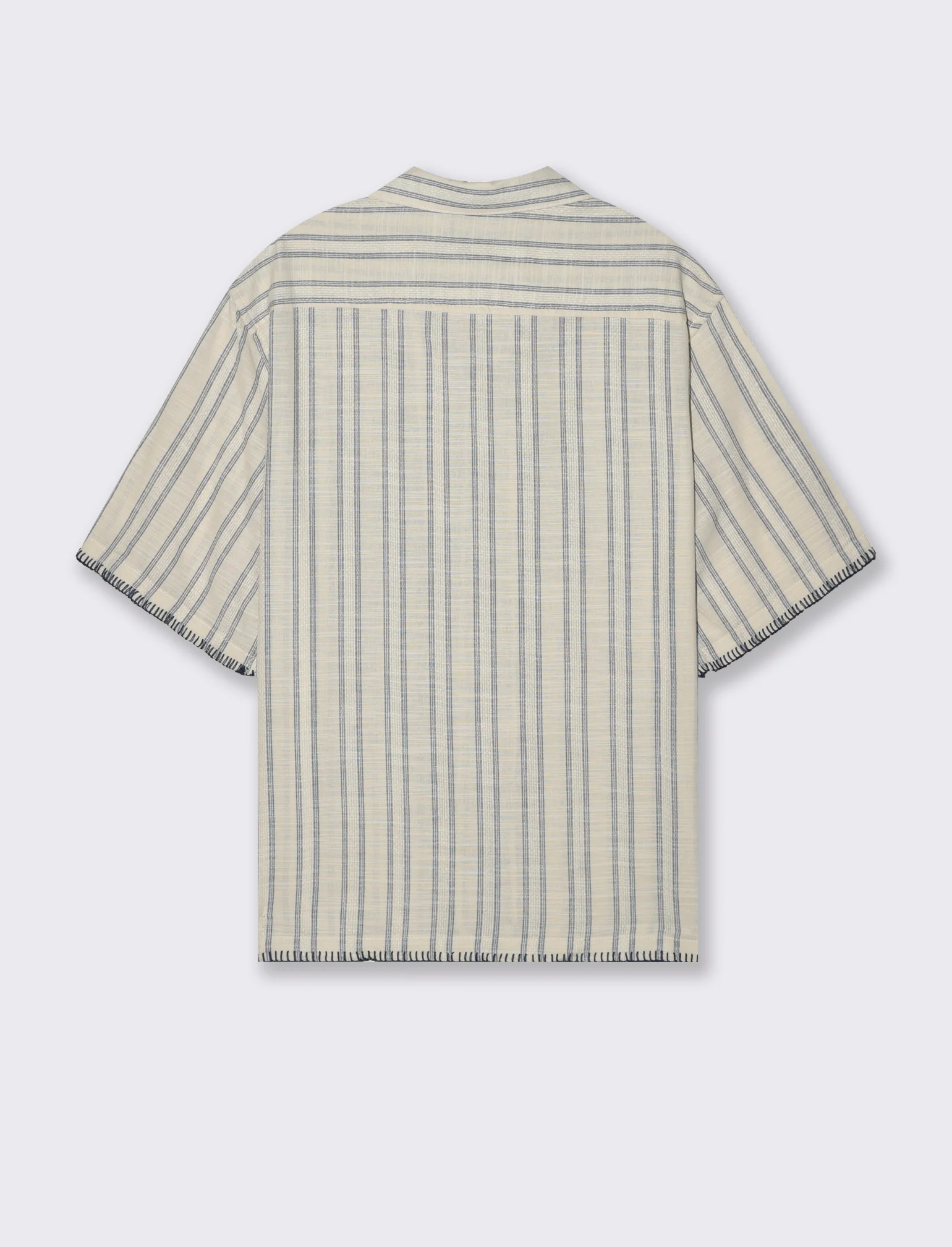 Camicia a righe effetto lino da uomo - Beige ecru - Image 5