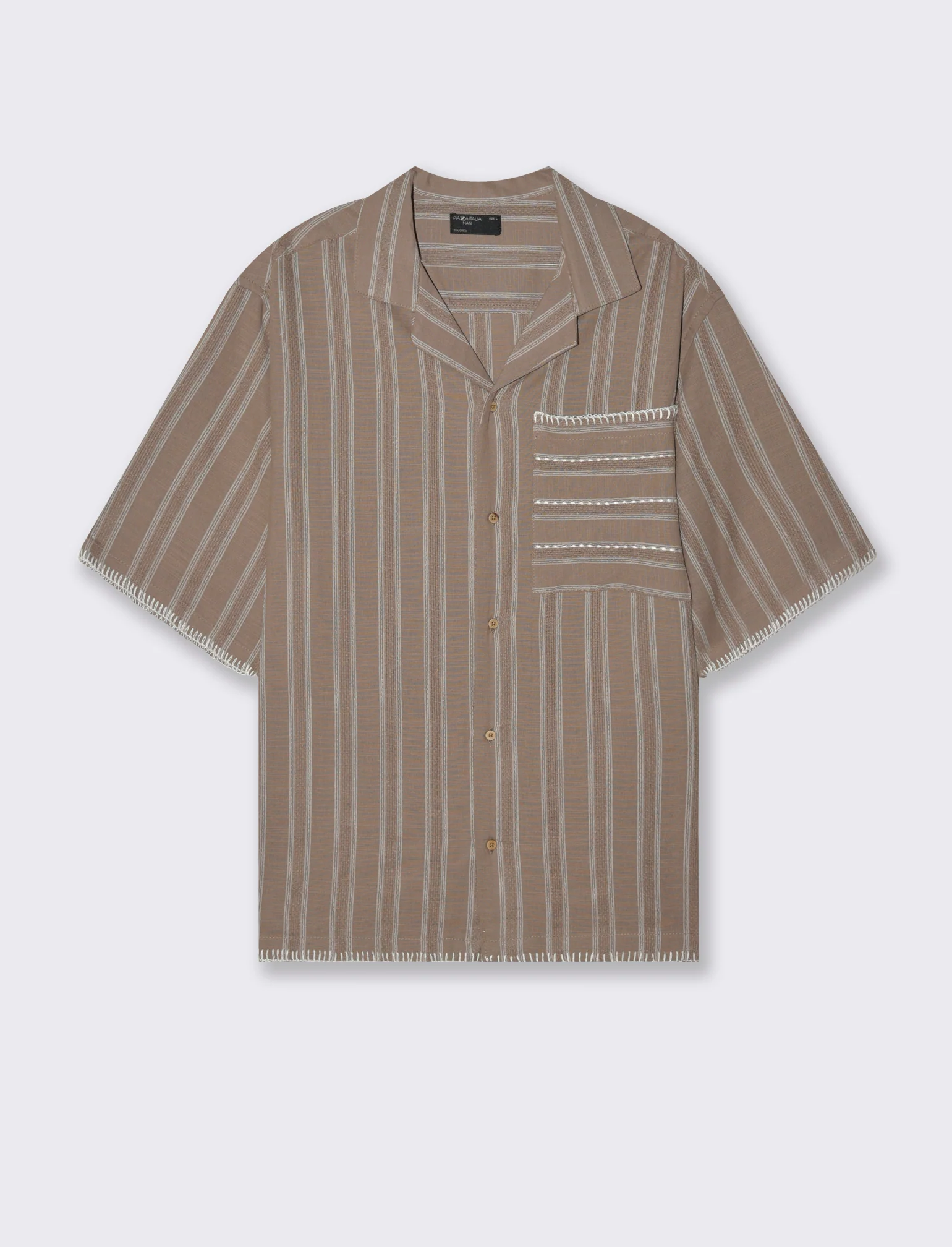 Camicia a righe effetto lino da uomo - Grigio tortora - Image 4