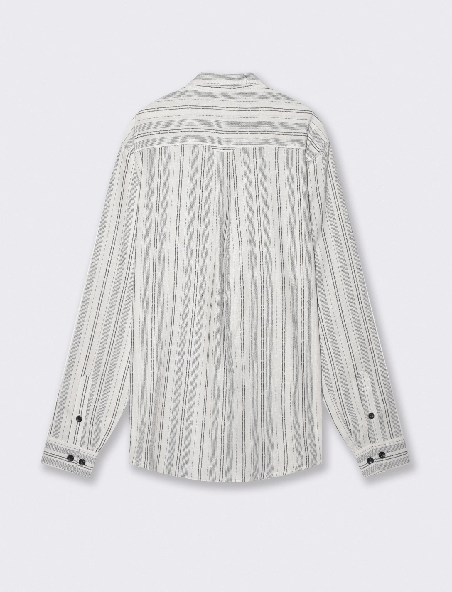 Camicia a righe in lino regular fit - Bianco - Image 4