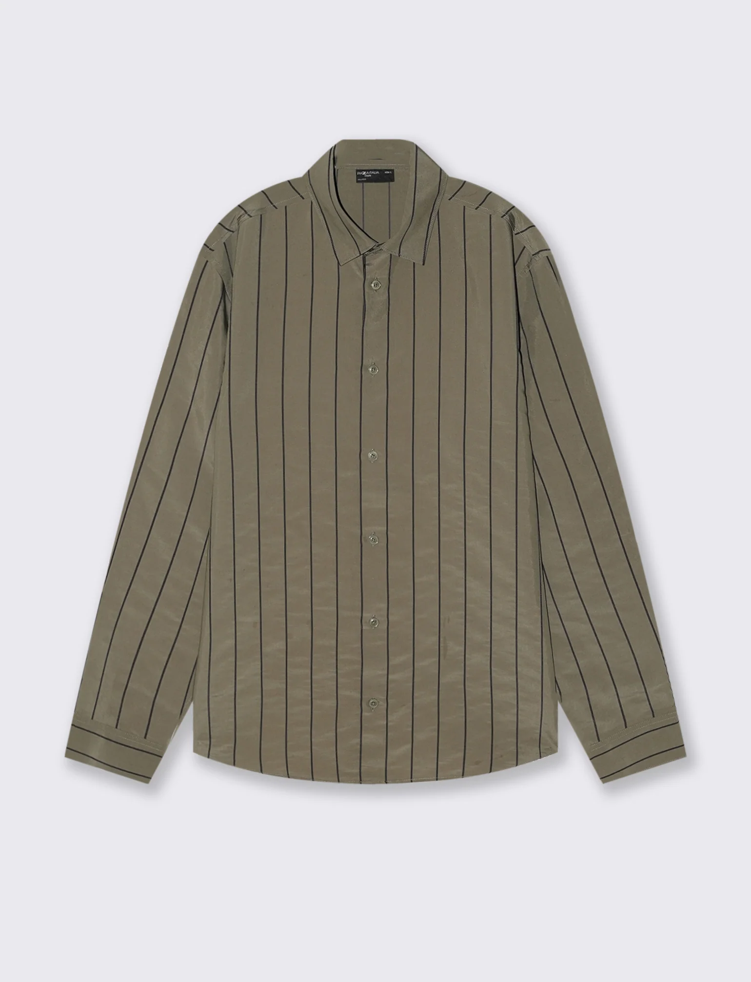 Camicia a righe in tessuto premium - Verde militare - Image 2