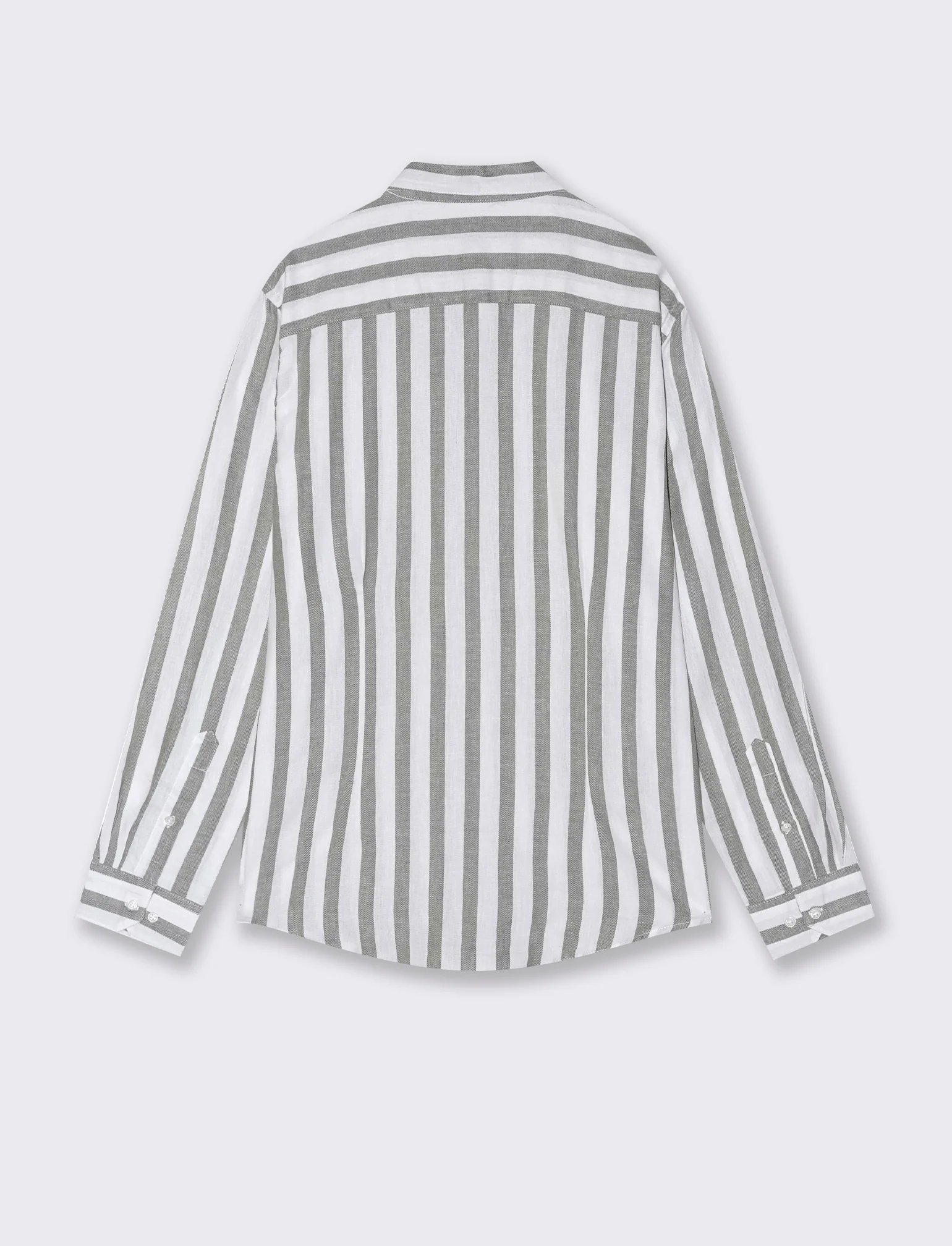Camicia a righe misto lino da uomo - Verde salvia - Image 5