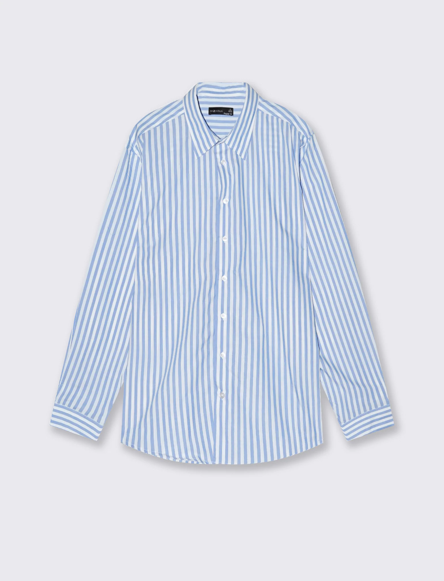 Camicia a righe regular fit in cotone - Azzurro