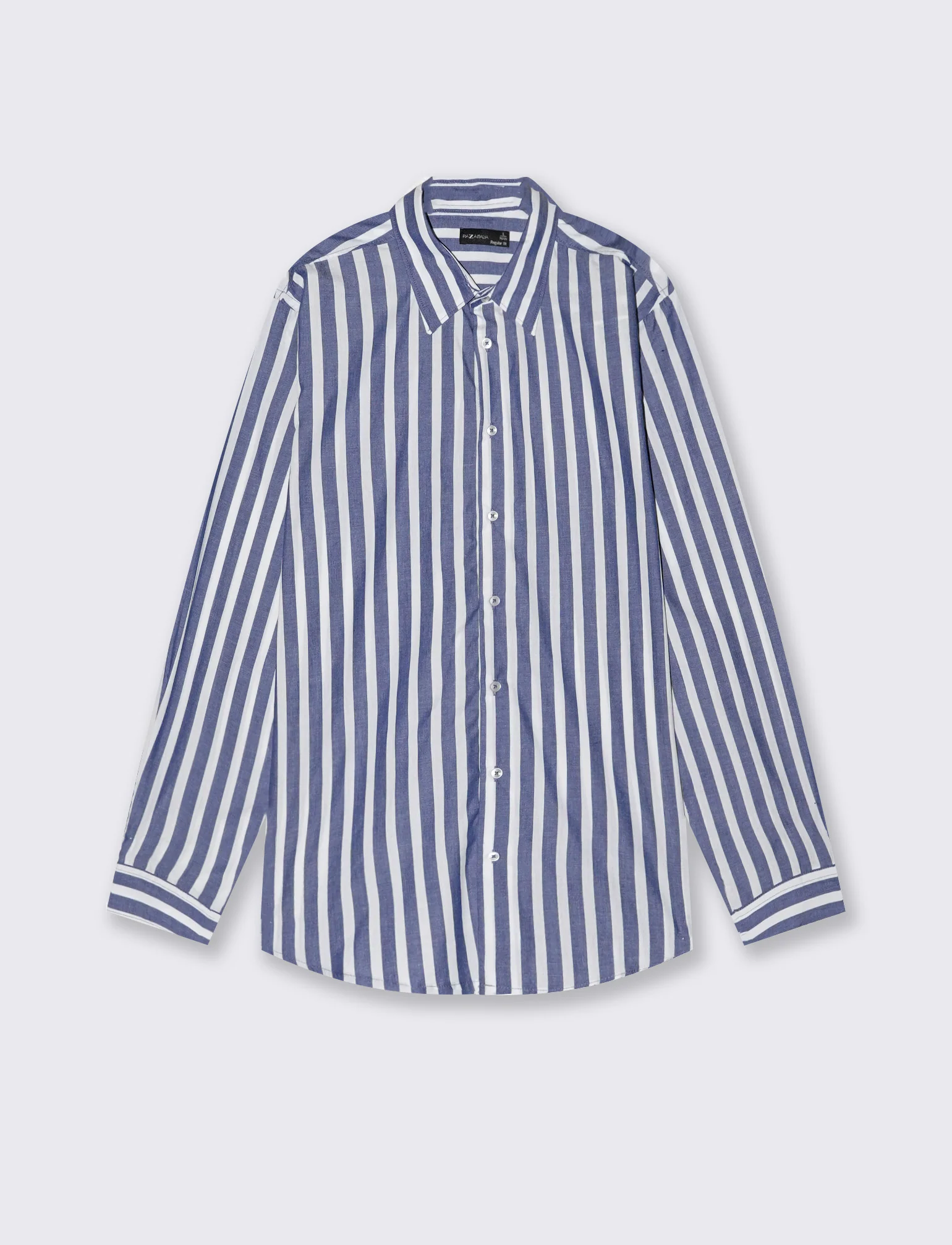 Camicia a righe regular fit in cotone - Bianco