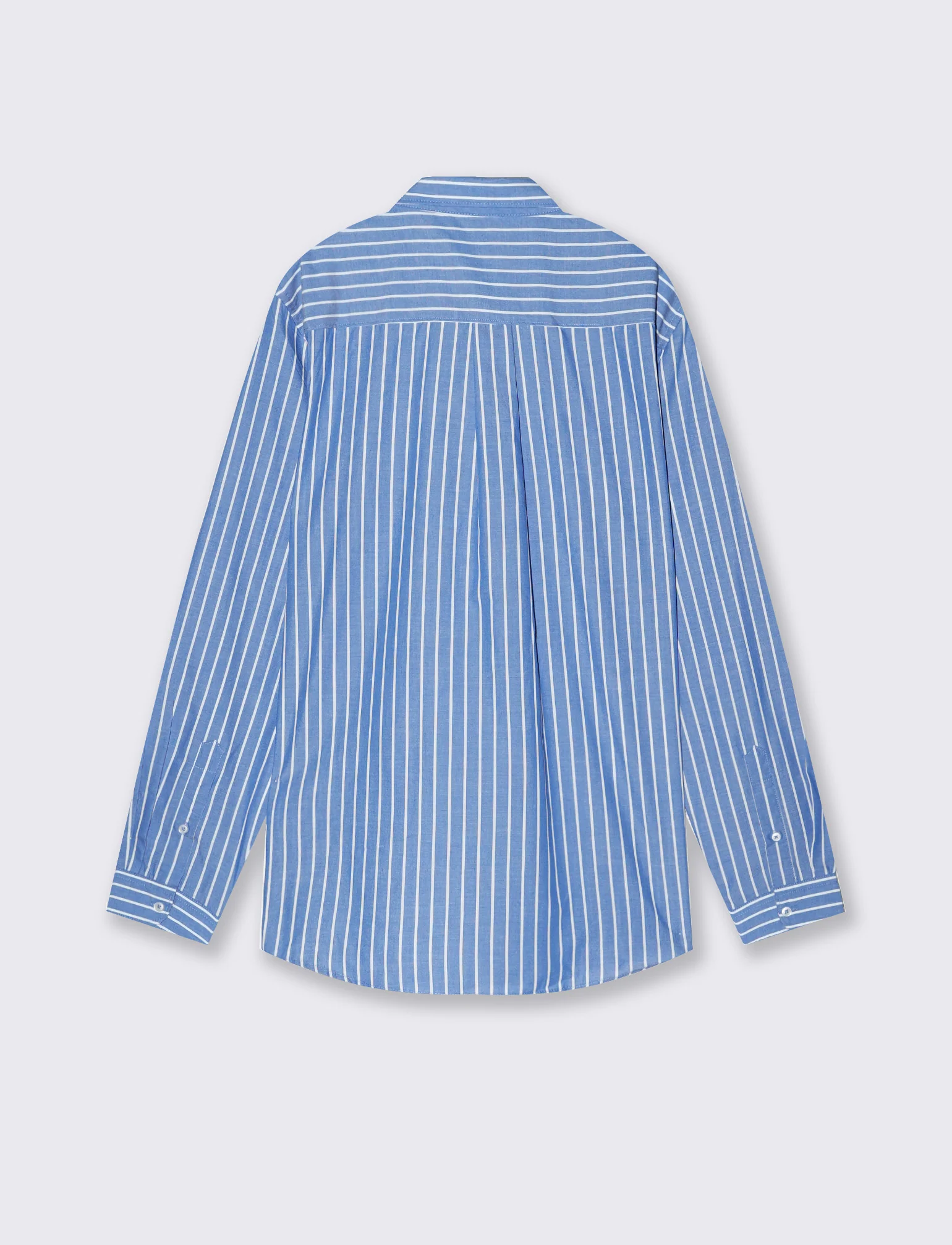 Camicia a righe regular fit in cotone - Celeste - Image 2