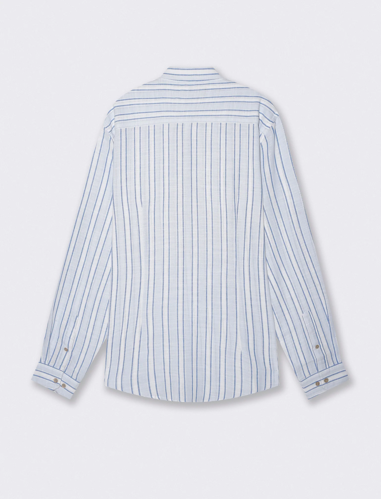 Camicia a righe regular fit in cotone - Celeste polvere - Image 2