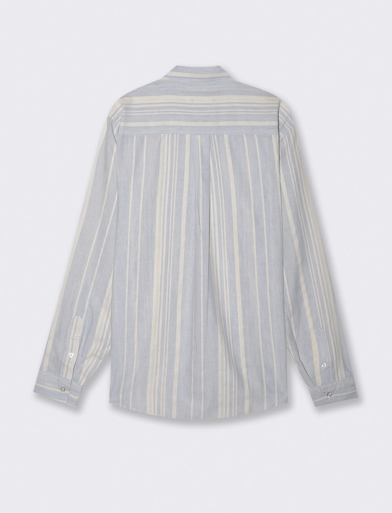 Camicia a righe regular fit in lino cotone - Celeste - Image 2