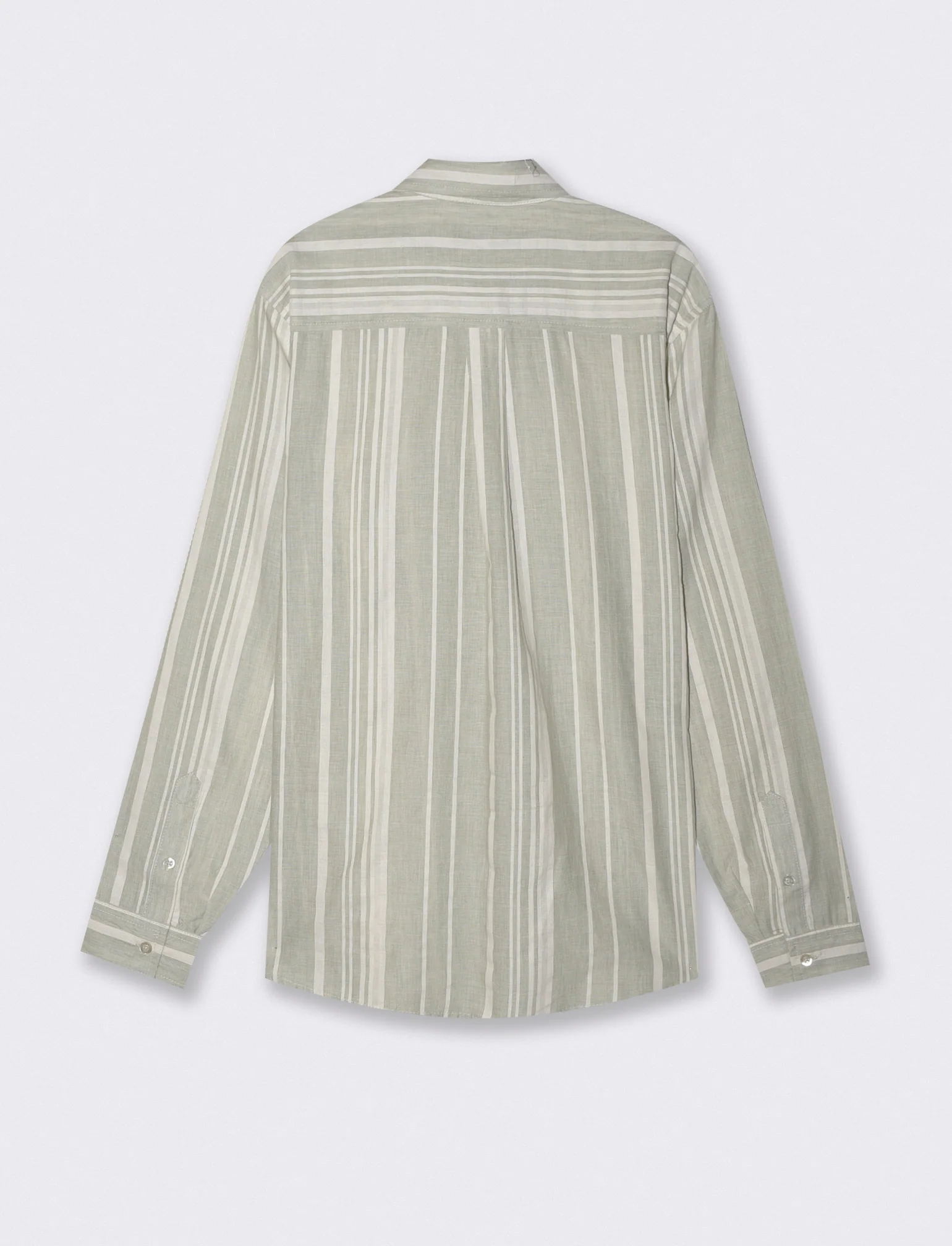 Camicia a righe regular fit in lino cotone - Verde - Image 3