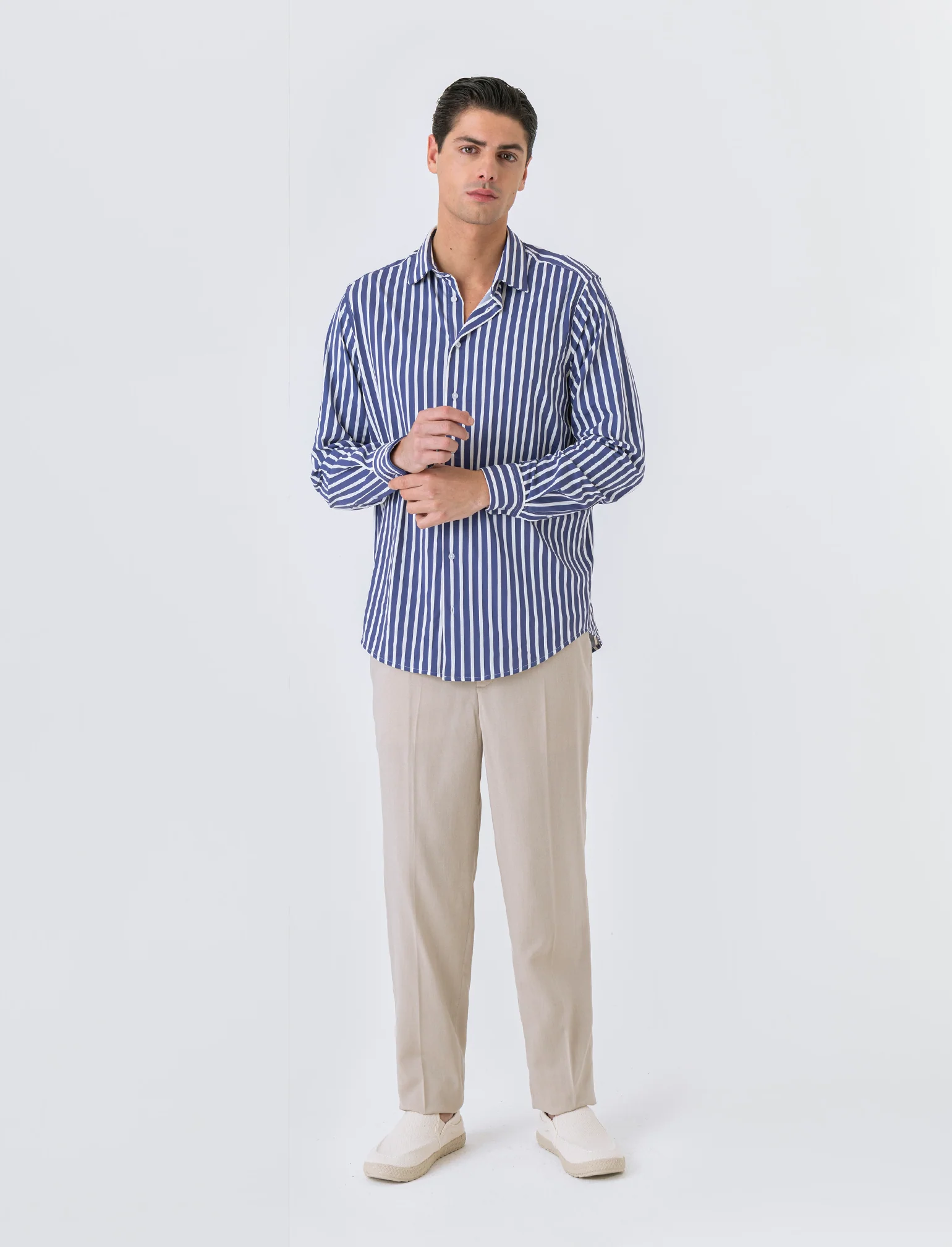 Camicia a righe soft touch regular fit da uomo - Blu - Image 3