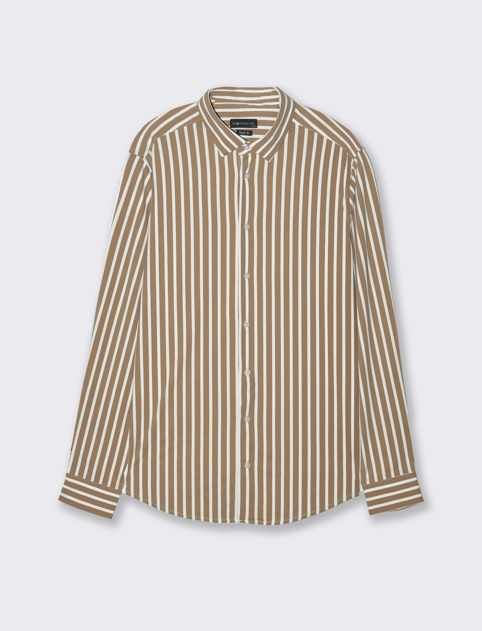 Camicia a righe soft touch regular fit da uomo - Grigio tortora - Image 3