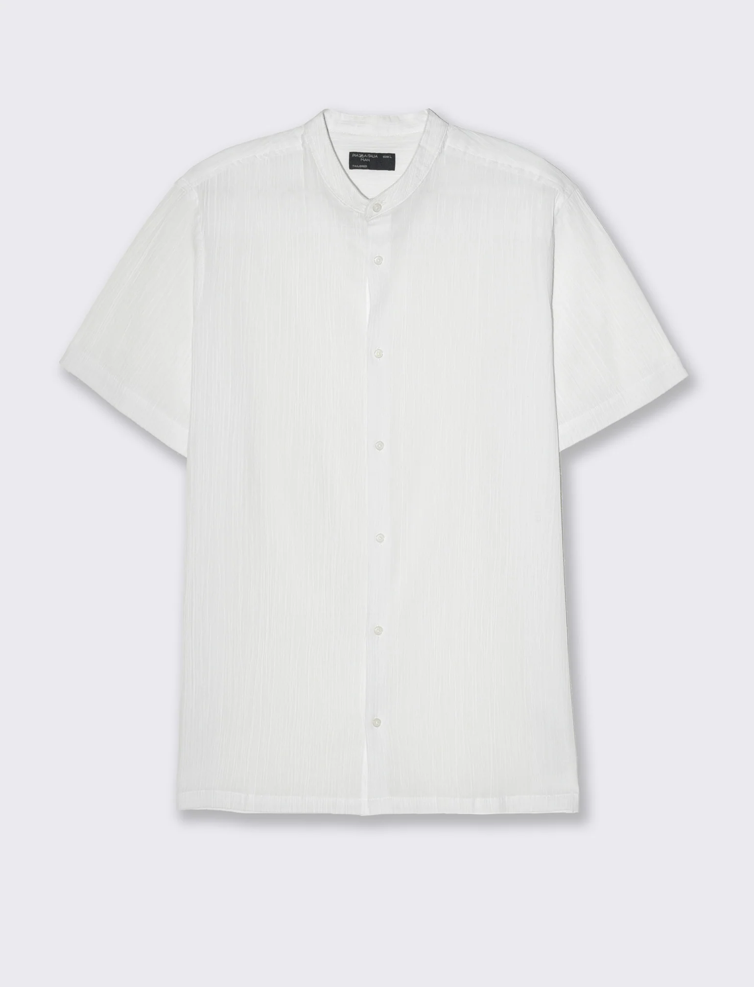 Camicia alla coreana da uomo effetto crepe - Bianco