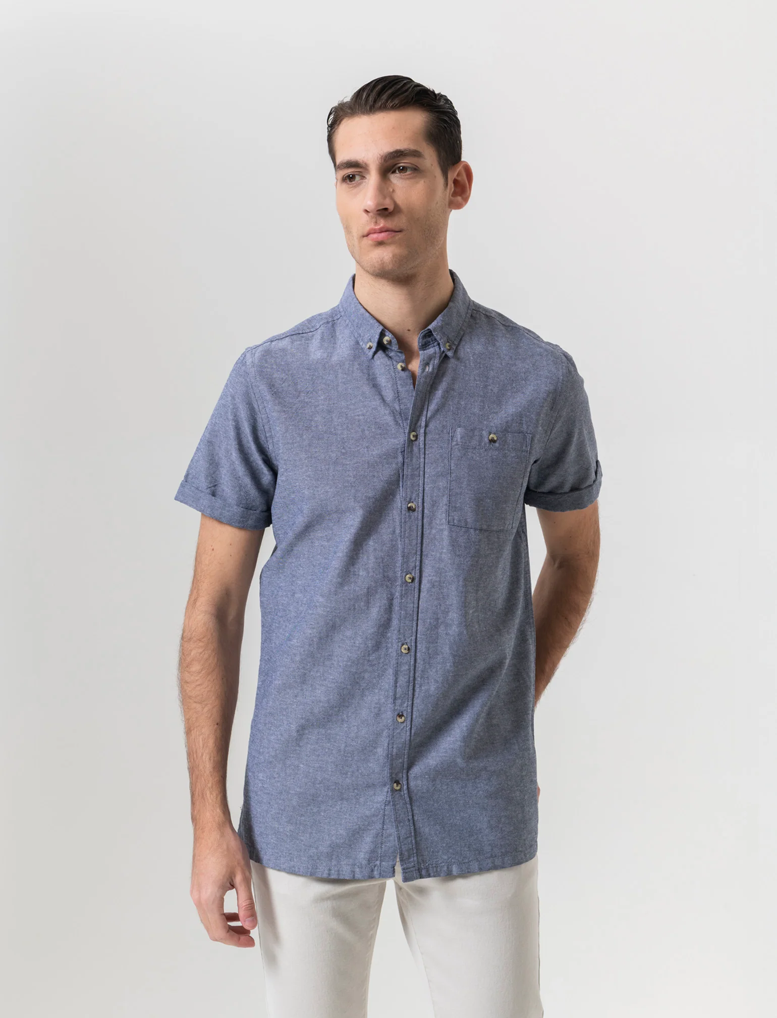 Camicia basic oxford regular fit da uomo - Blu - Image 3