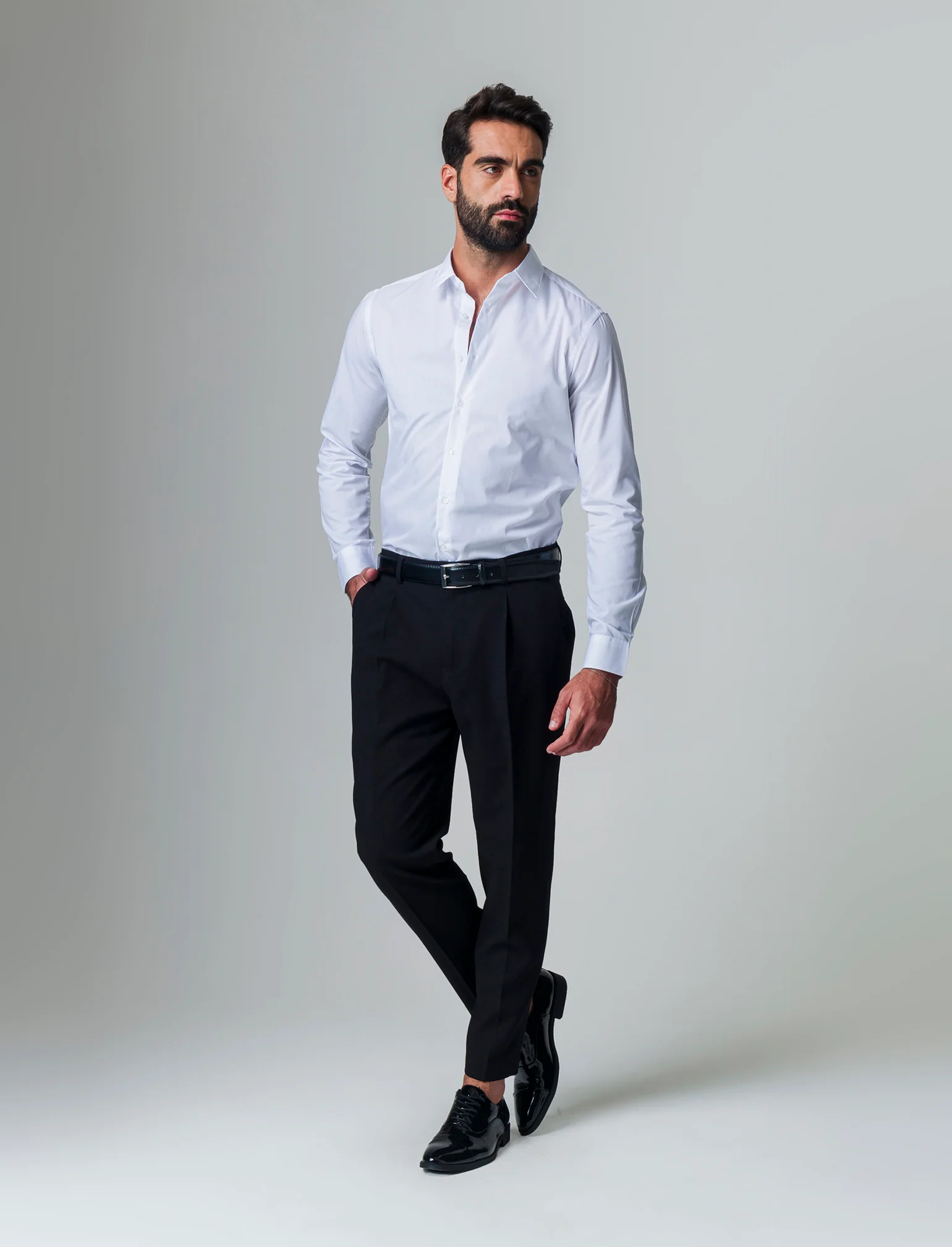 Camicia basic slim fit easy iron da uomo - Bianco - Image 2