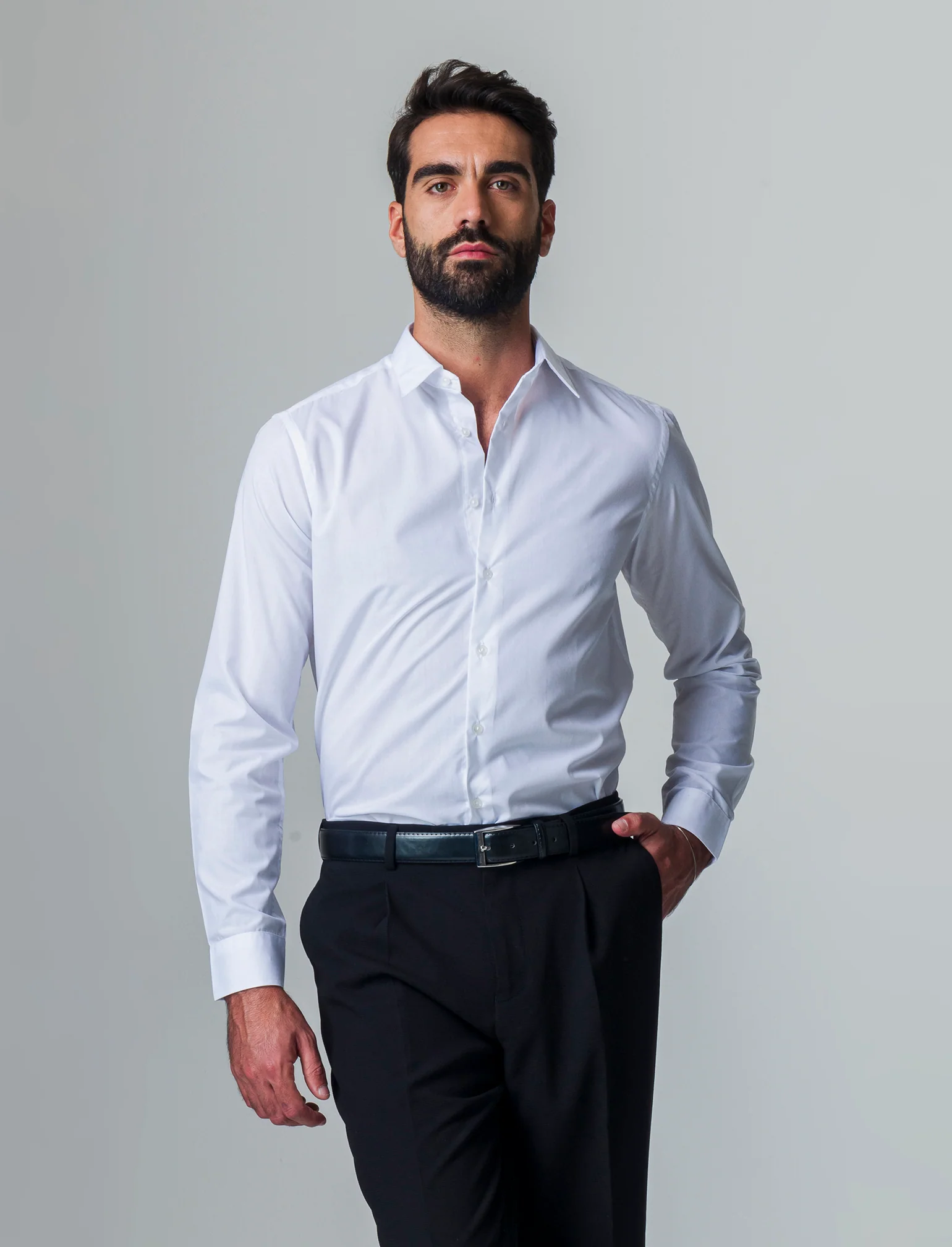 Camicia basic slim fit easy iron da uomo - Bianco - Image 3