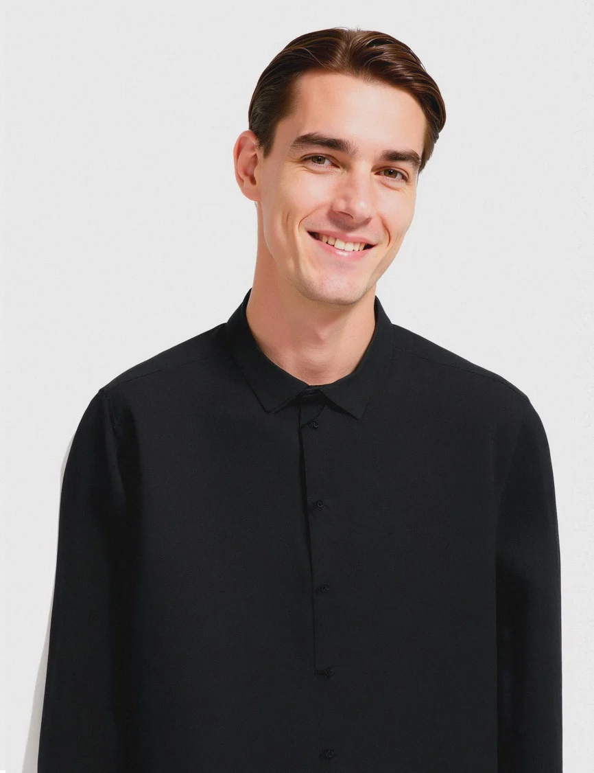CAMICIA BASIC SLIM FIT EASY - Nero