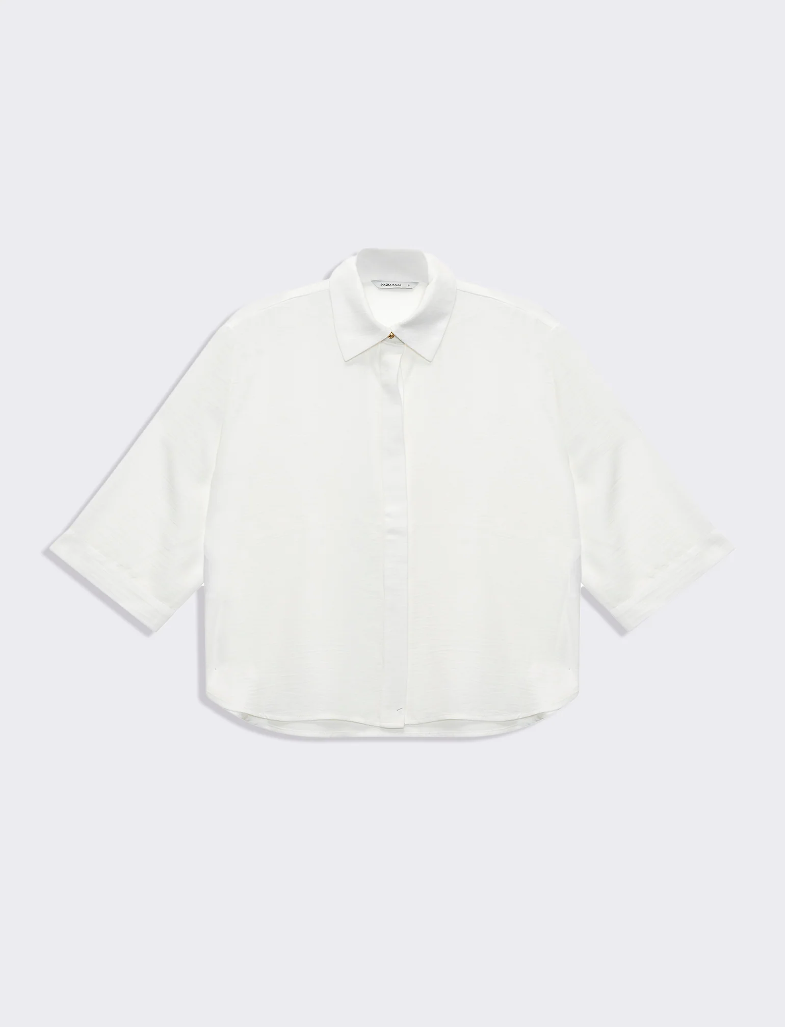 Camicia basica con maniche a 3/4 da donna - Bianco latte - Image 4