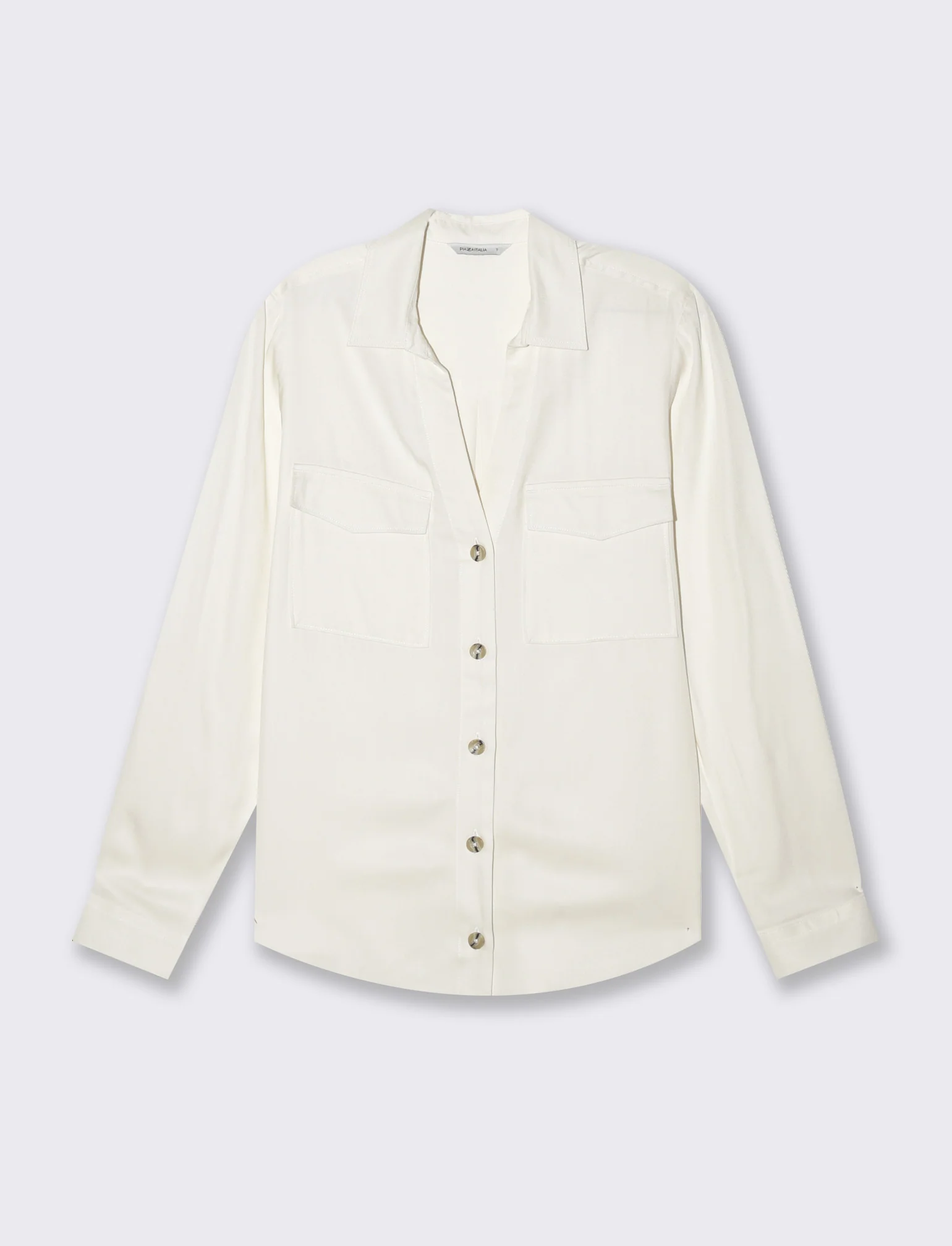 Camicia basica con tasche sul petto da donna - Avorio - Image 4