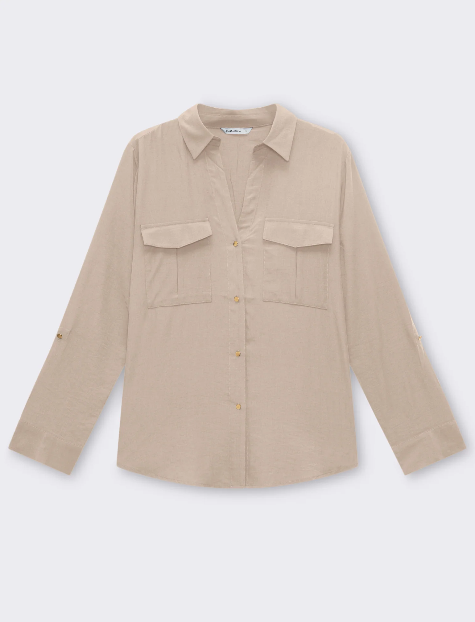 Camicia basica con tasche sul petto da donna - Beige corda - Image 4