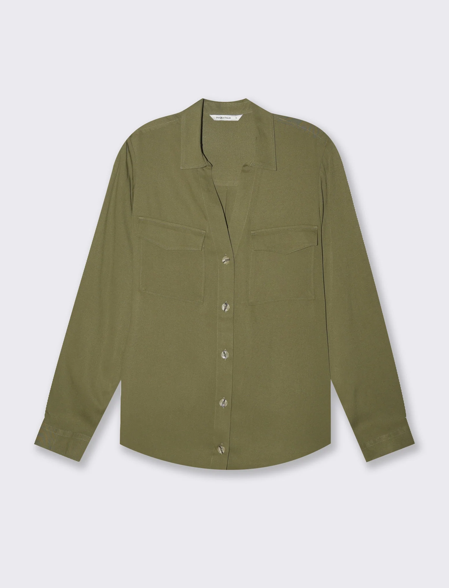 Camicia basica con tasche sul petto da donna - Kaky 1