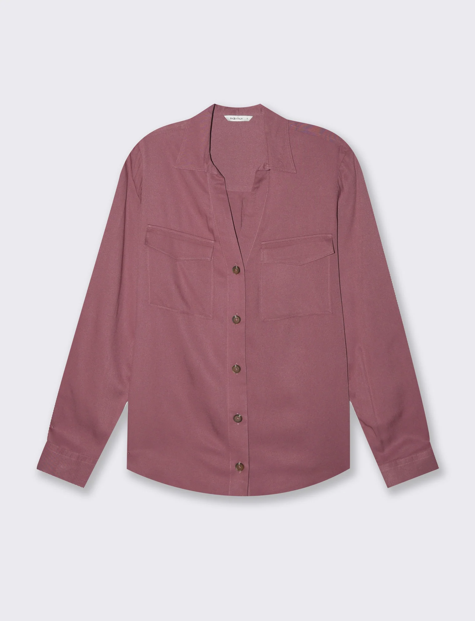 Camicia basica con tasche sul petto da donna - Rosa cipolla