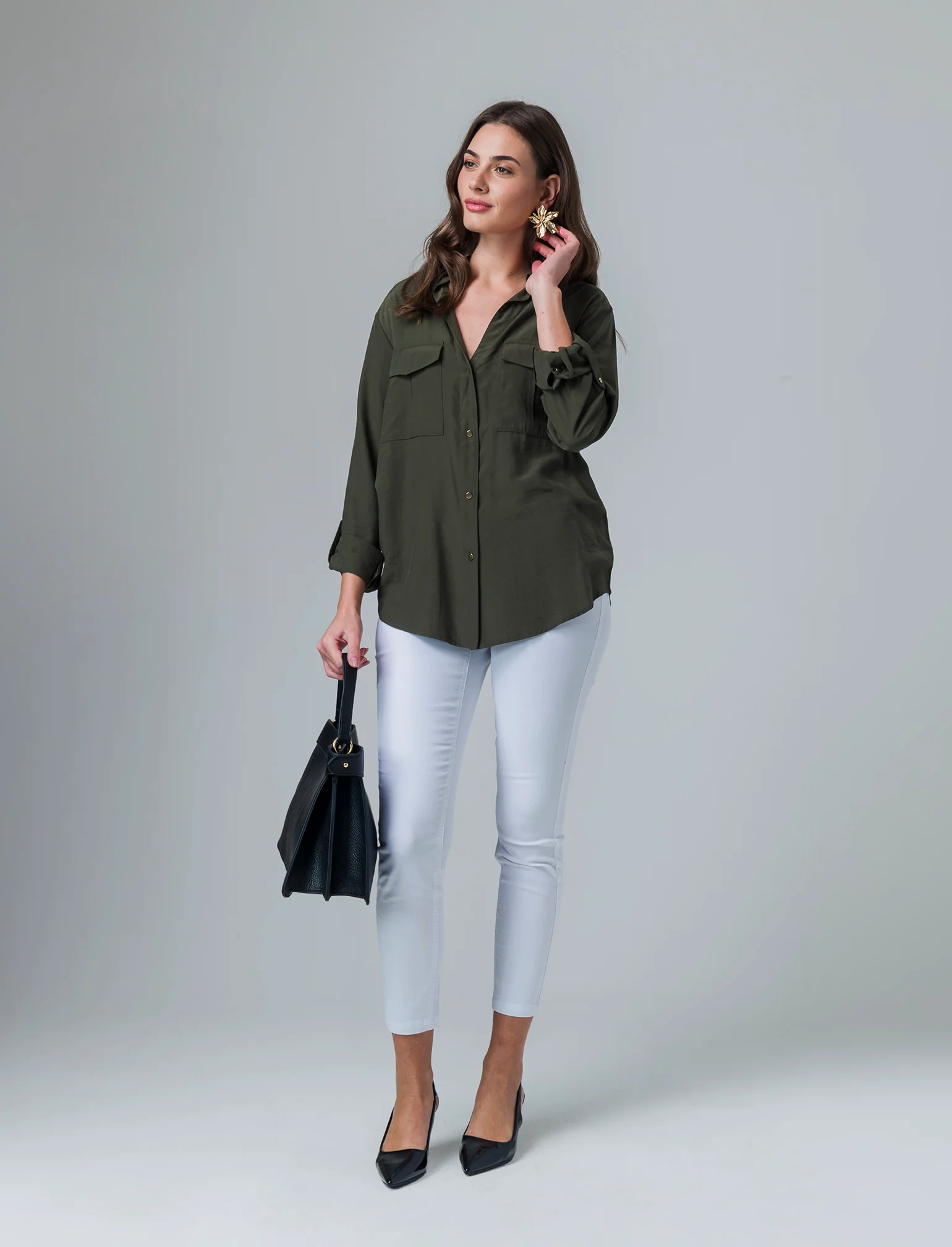 Camicia basica con tasche sul petto da donna - Ve.milit. - Image 2