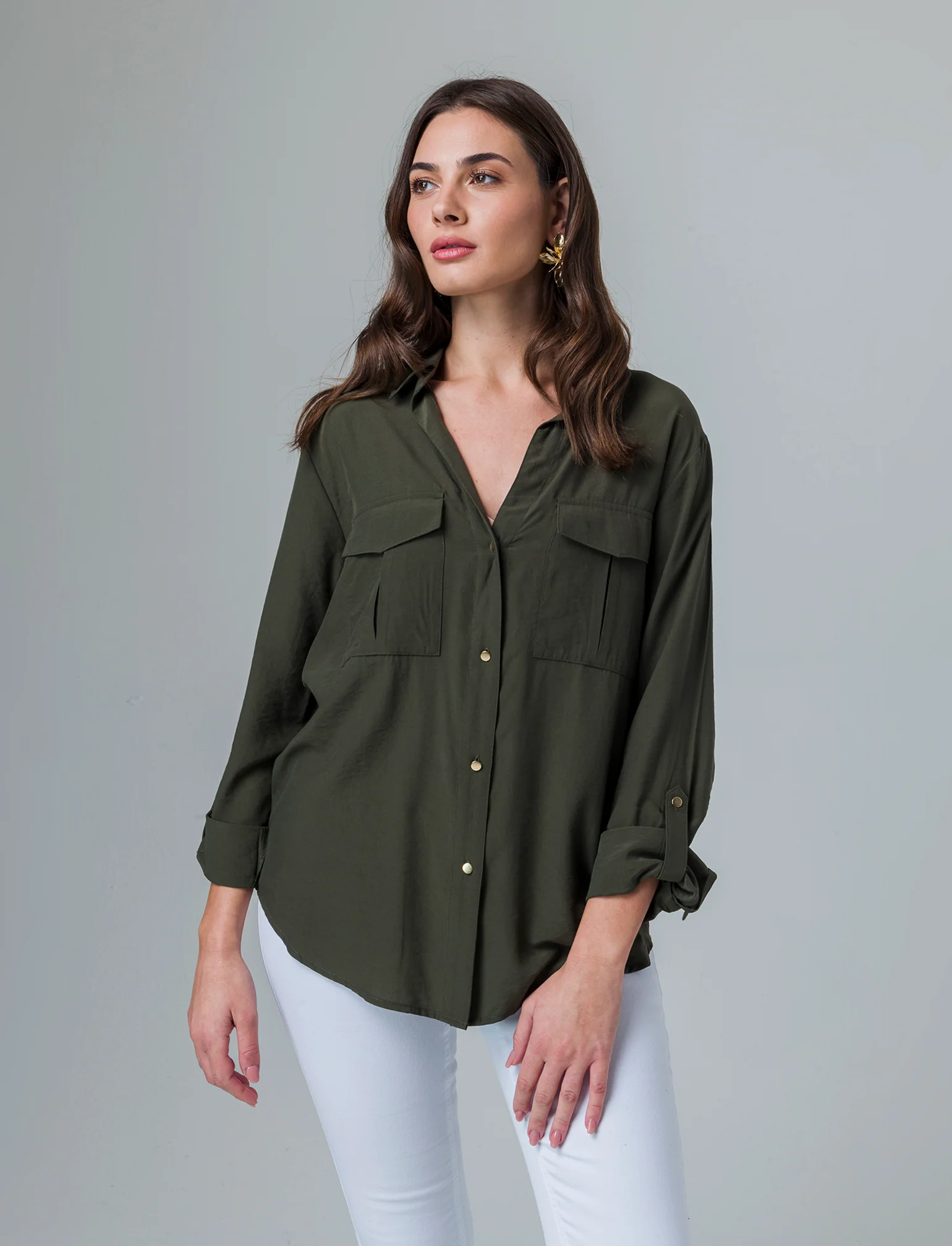 Camicia basica con tasche sul petto da donna - Ve.milit. - Image 3