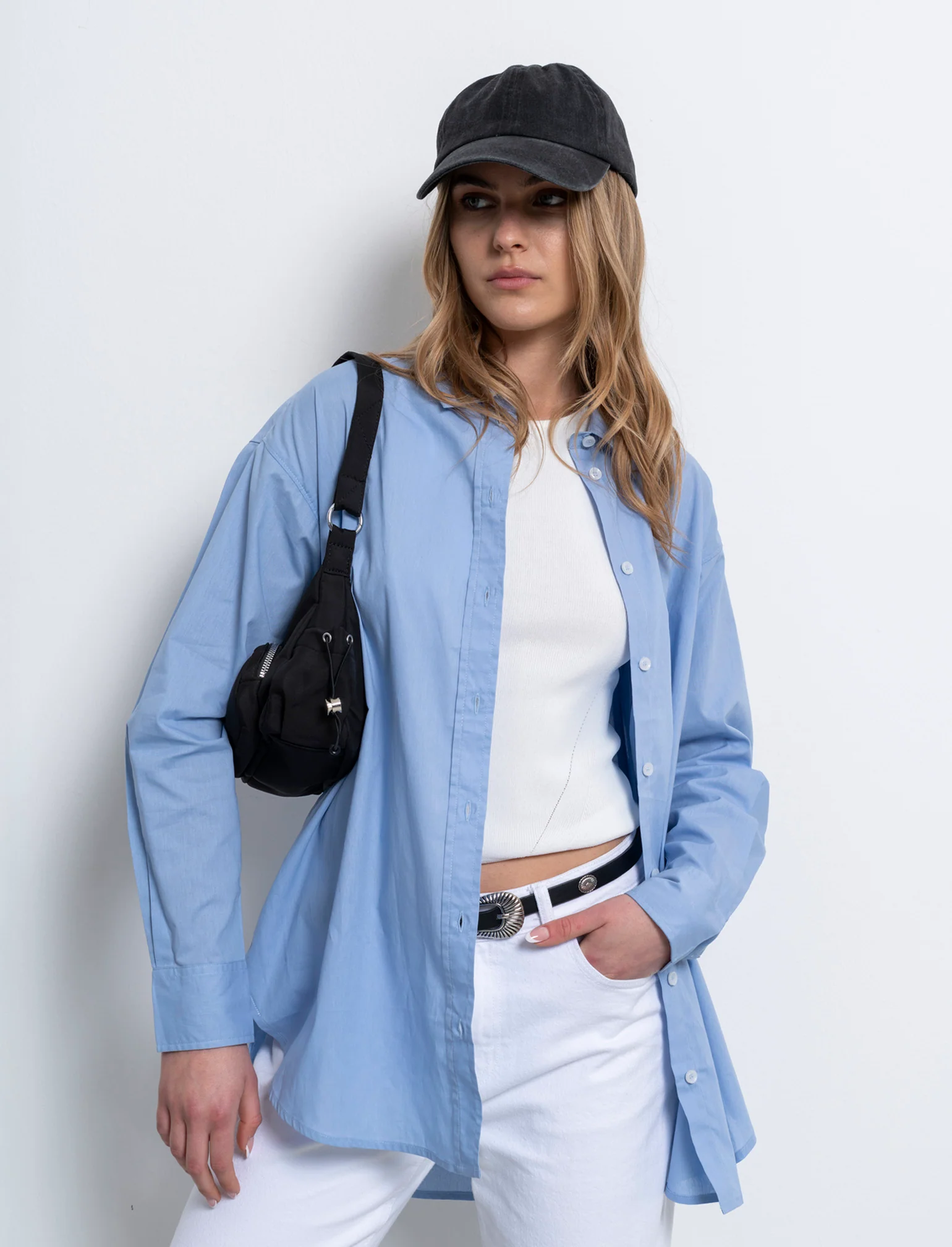 Camicia basica da donna - Blu chiaro - Image 3